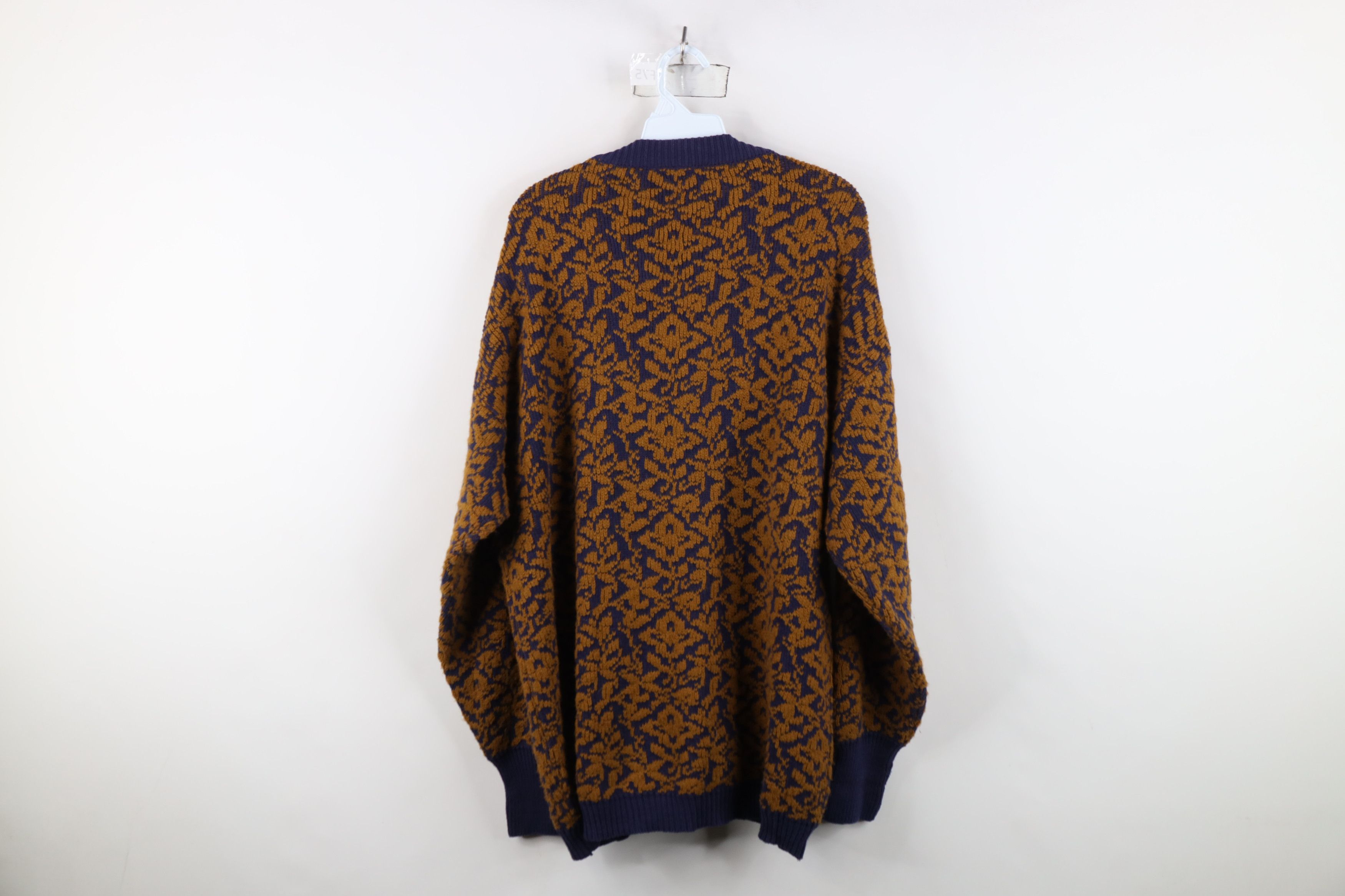 Vintage Vintage 90s Streetwear Abstract Flower Knit Cardigan Sweater Size M / US 6-8 / IT 42-44 - 9 Thumbnail
