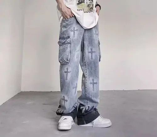Other Graffiti Denim Cargo Pants Size US 30 / EU 46 - 2 Thumbnail
