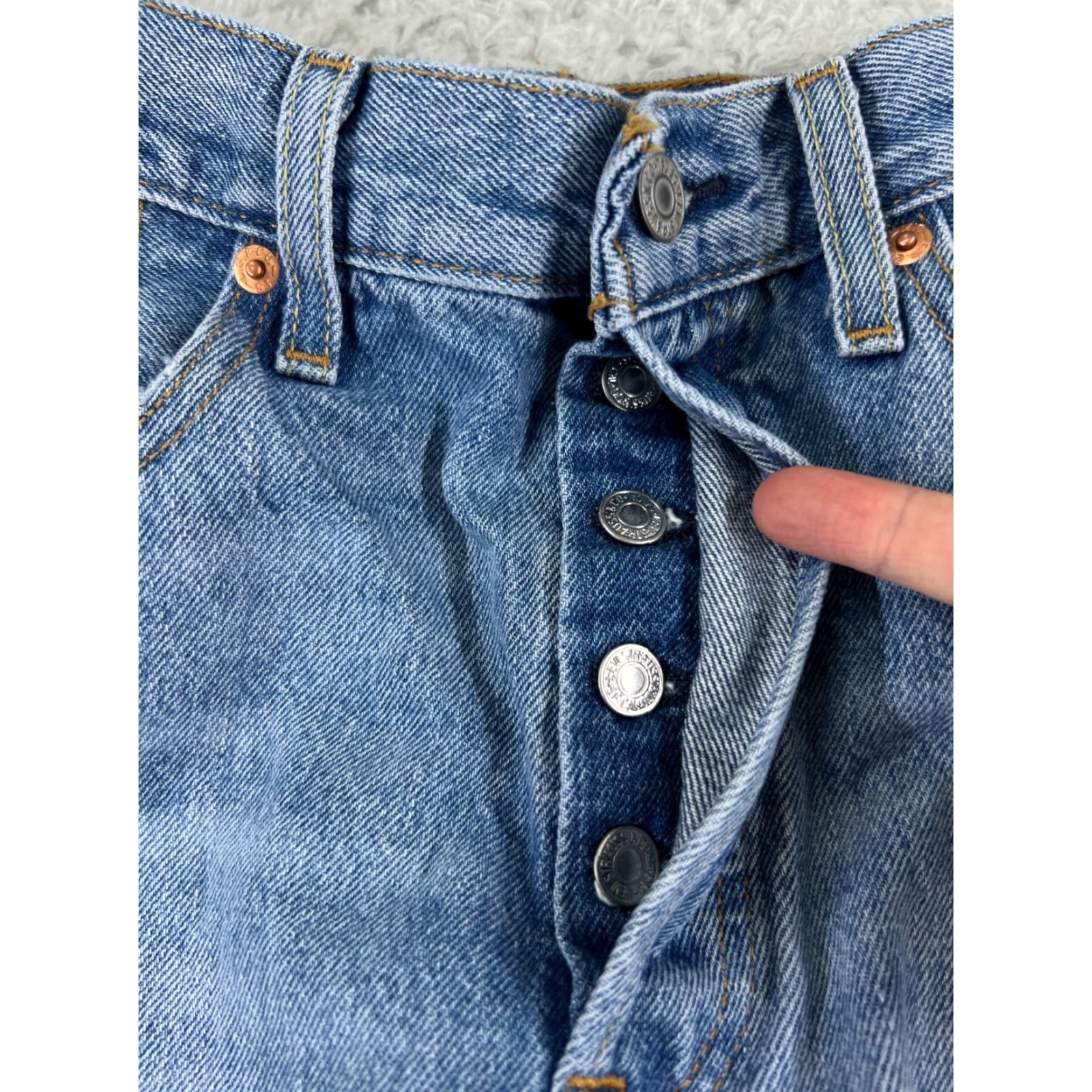 Levi's Levi's 501 Jeans Denim Blue 29x27 Skinny Regular Button Fly Distressed Vintage? No (not vintage) Size 29" - 5 Thumbnail