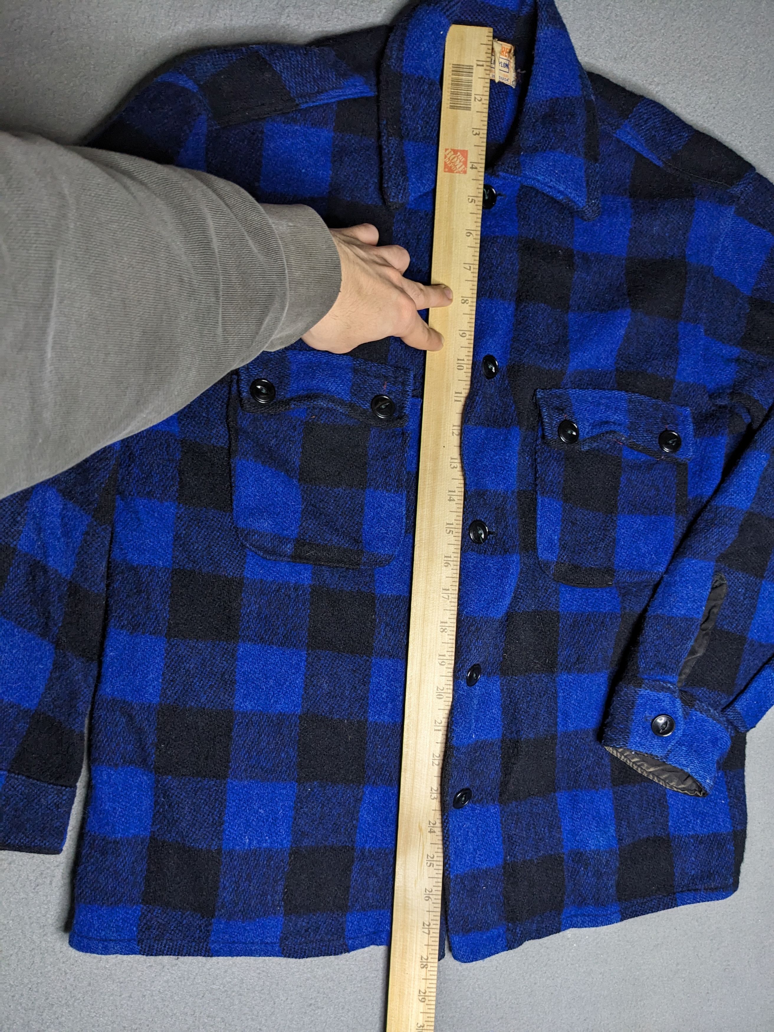 Vintage Humphrey Wool Flannel Buffalo Plaid Large Blue/Black 1950s Size US L / EU 52-54 / 3 - 8 Thumbnail