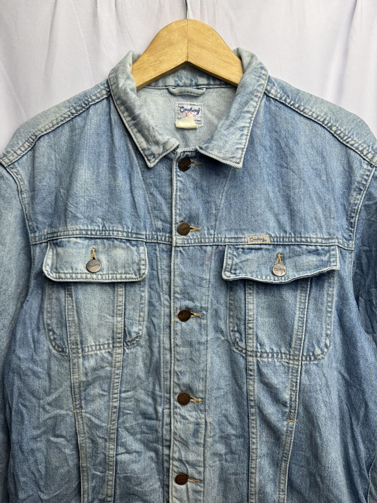 Japanese Brand × Vintage Japanese Cowboy Washed Denim Jacket Vintage Size US M / EU 48-50 / 2 - 2 Thumbnail