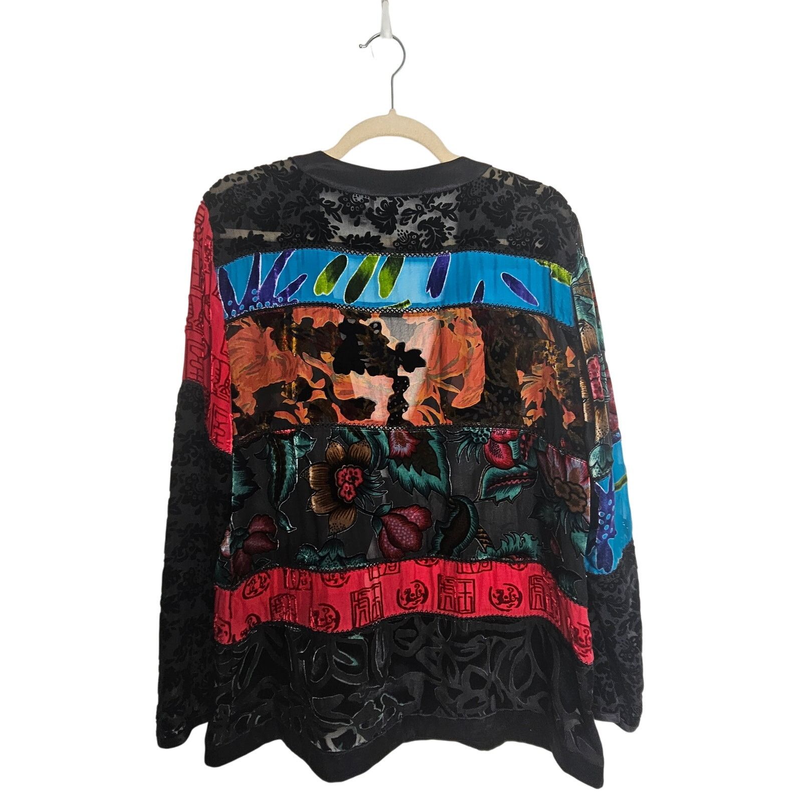 Chicos Chicos Silk Sheer Cardigan Size L Artsy Bohemian Whimsigoth Size L / US 10 / IT 46 - 8 Thumbnail