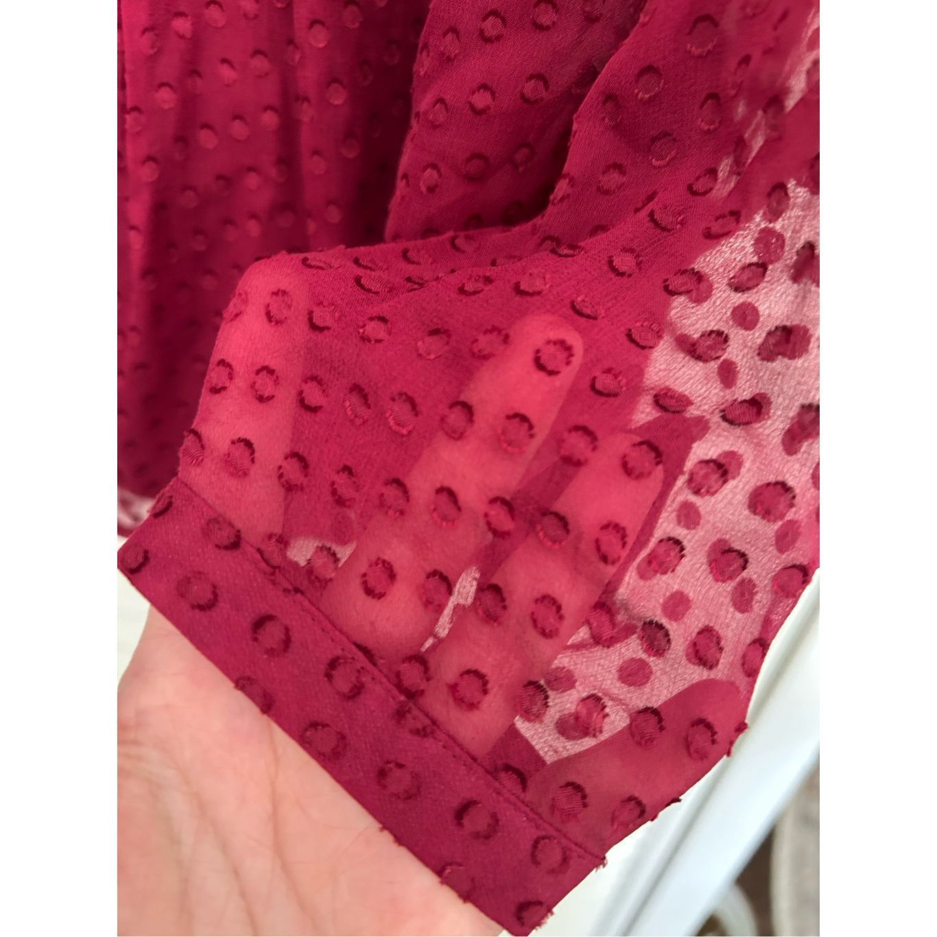 Anthropologie Anthropologie Meadow Rue Clipdot Tieneck Blouse in Raspberry Size S / US 4 / IT 40 - 7 Thumbnail