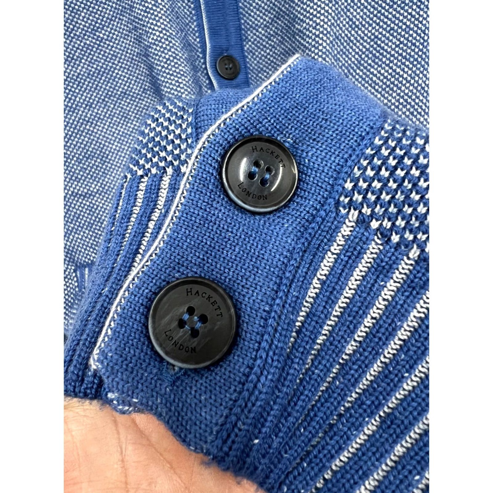 Hackett Hackett London Cardigan Sweater Wool Cotton Size S Blue Mens Regular Long Sleeve High Neck Silk? (note: no additional text) Size US S / EU 44-46 / 1 - 5 Thumbnail
