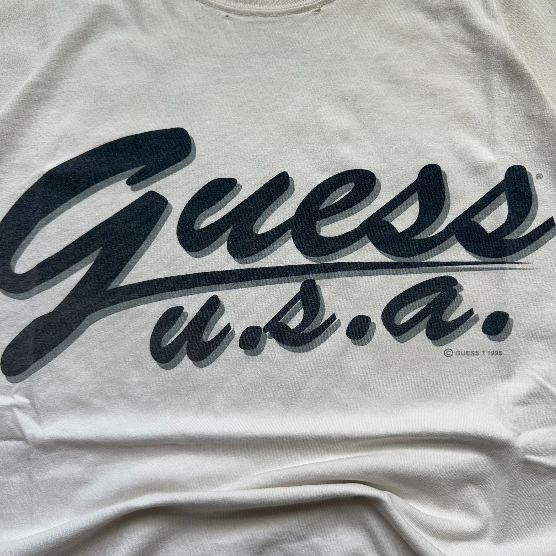 Guess Vintage 90s Guess USA Logo T-Shirt White Script Spell Out Size US M / EU 48-50 / 2 - 2 Thumbnail