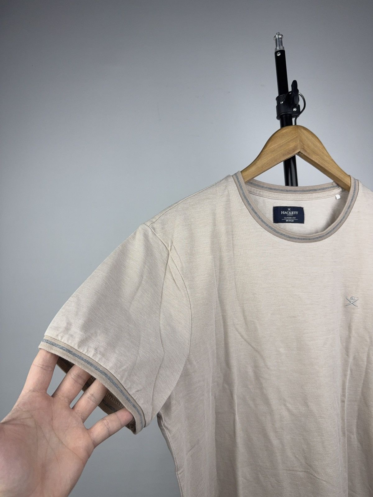 Hackett Luxury Hackett Basic London Beige Classic Fit Cotton T-Shirt Size US M / EU 48-50 / 2 - 4 Thumbnail