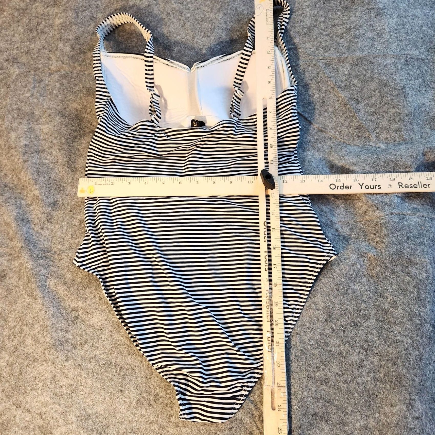 Vintage Bond-eye Australia One Piece Womens 8 Black White Stripe Padded Ruched Nylon Spandex High-Waisted Underwired Striped Size ONE SIZE - 5 Thumbnail