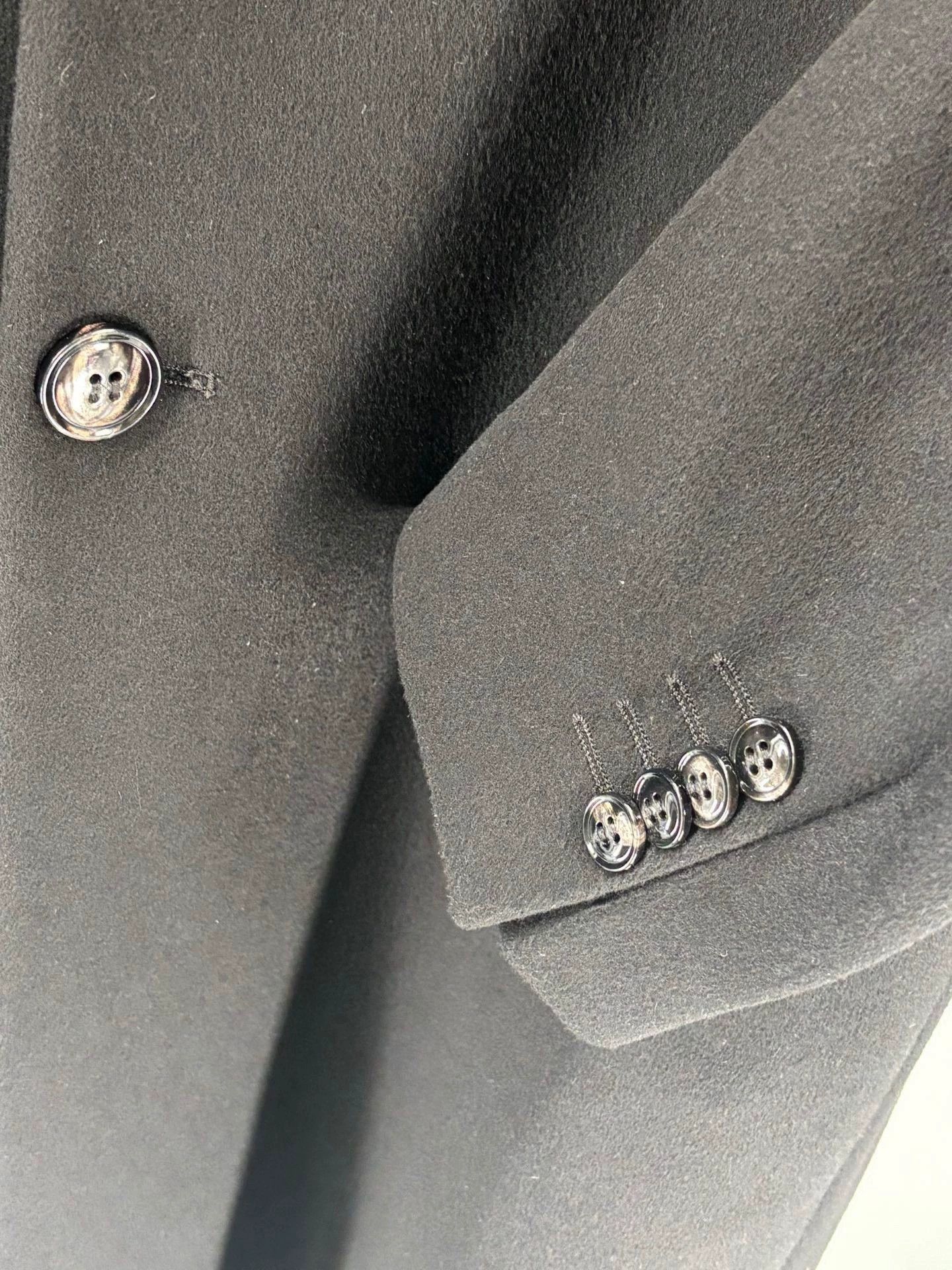 black wool and cashmere overcoat for men