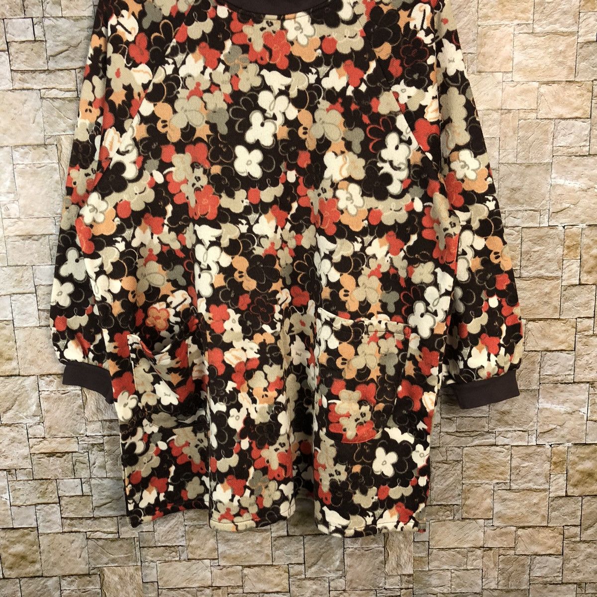 Homespun Knitwear × Japanese Brand × Vintage Japanese Brand vintage art flower Brown Knitwear #A1104 Size L / US 10 / IT 46 - 3 Thumbnail