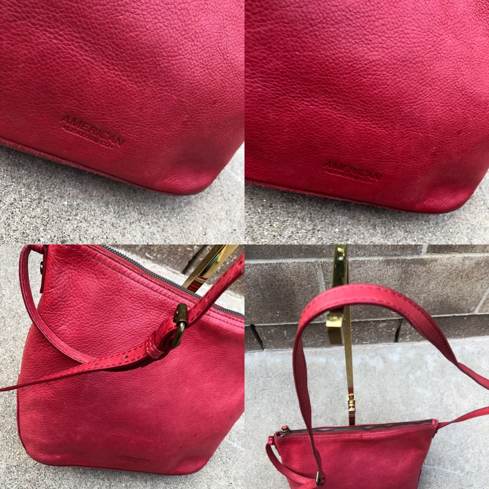 Vintage AMERICAN LEATHER COMPANY Crossbody Purse Women's Red Zipper Bag - Medium Leather Crossbody Bag For Travel Size ONE SIZE - 8 Thumbnail