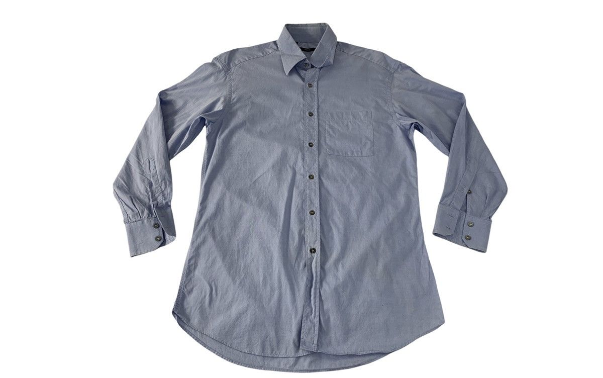image of Hype Gucci Simple Plain Button Up Shirt Minimalist Style in Blue, Men's (Size Large)