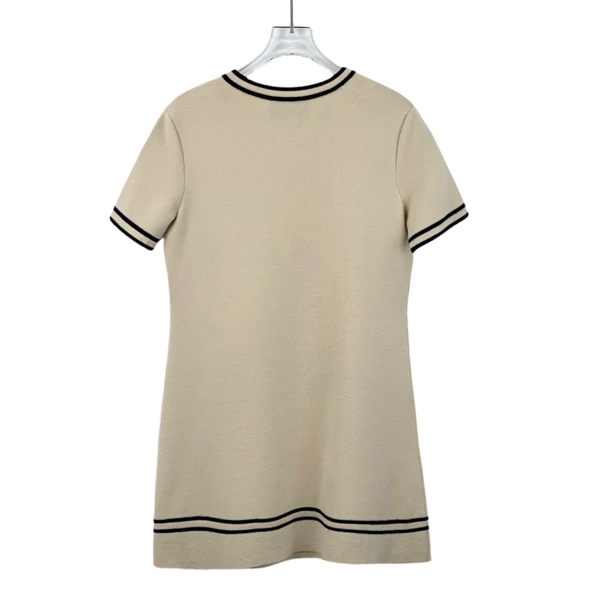 Gucci Gucci Beige Striped Chain Wool Short Sleeve Knit Dress K26WX Size M / US 6-8 / IT 42-44 - 2 Thumbnail