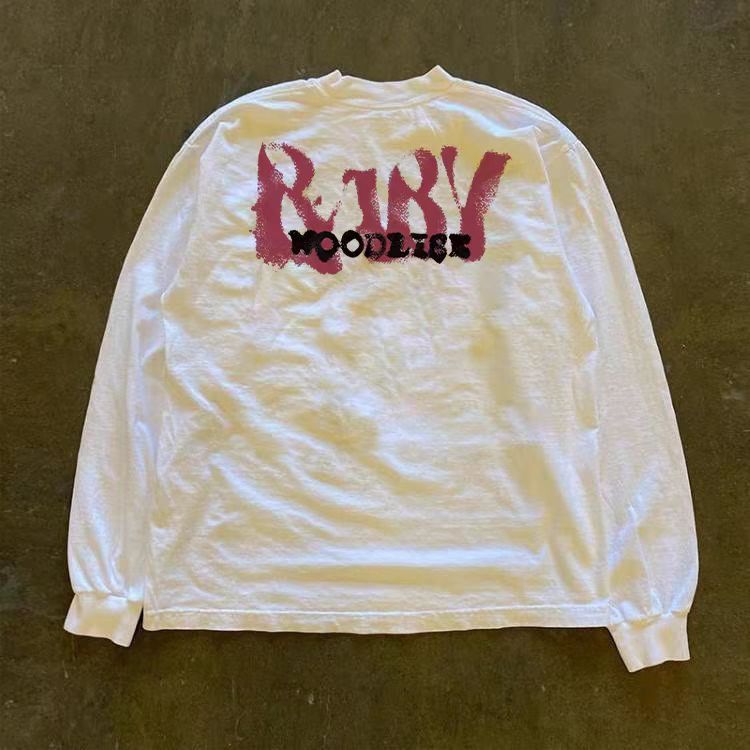 Vintage White washed retro street hip-hop print long-sleeved t-shirt Size US M / EU 48-50 / 2 - 2 Thumbnail