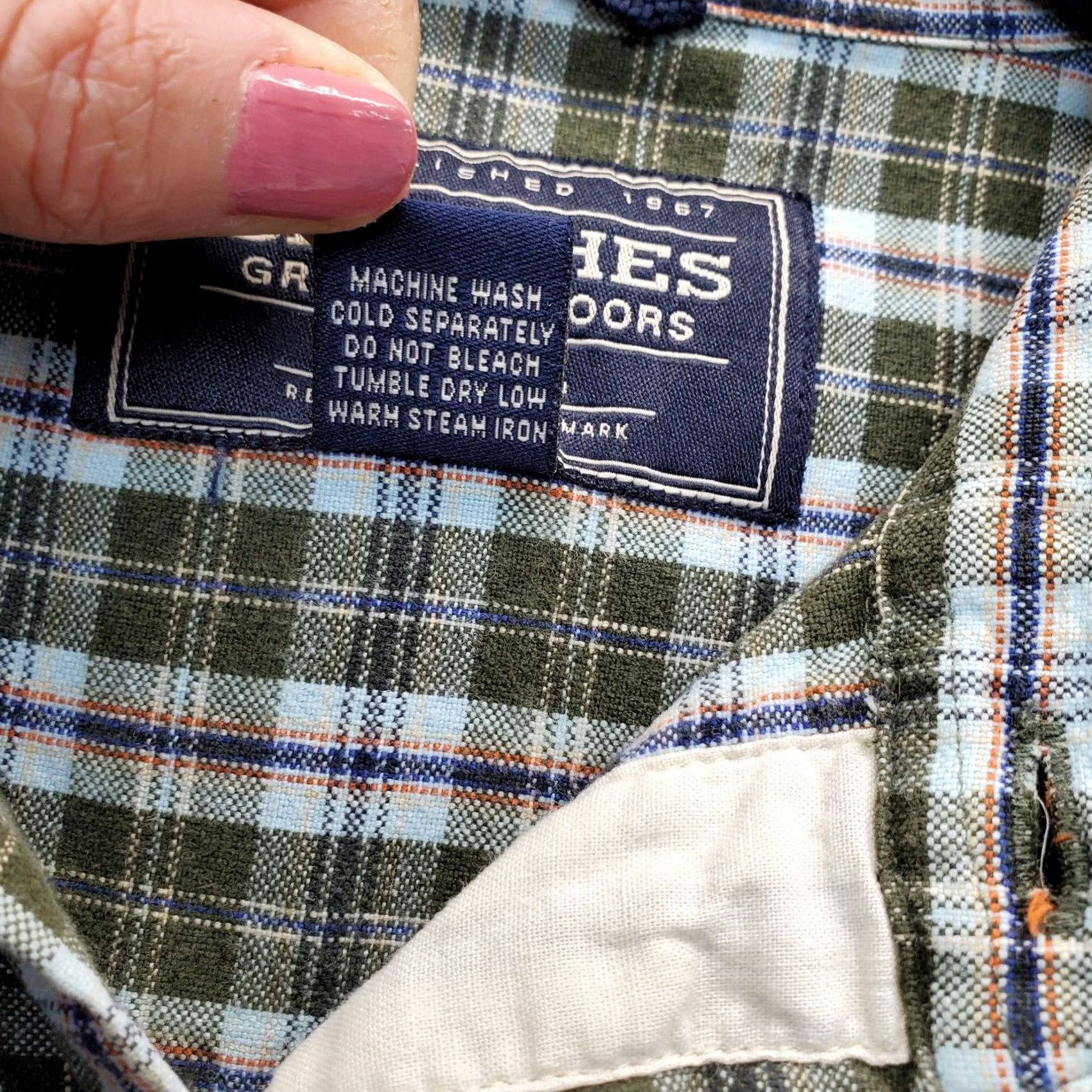Greats Britches Great Outdoors Flannel Oxford Shirt Men XL Multicolor Plaid Button Down Size US XL / EU 56 / 4 - 6 Thumbnail