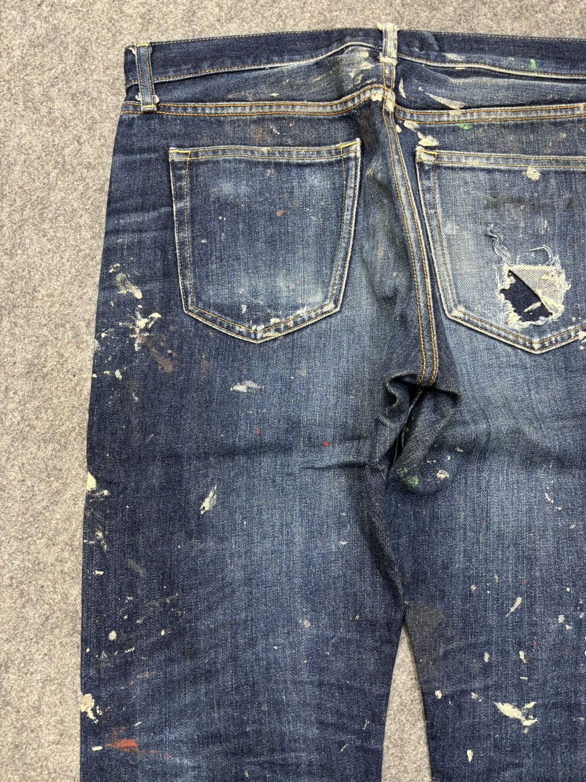 Japanese Brand 💥ART💥Uniqlo Japan Heavy Paint Splatter Selvedge Denim F673 Size US 34 / EU 50 - 14 Thumbnail