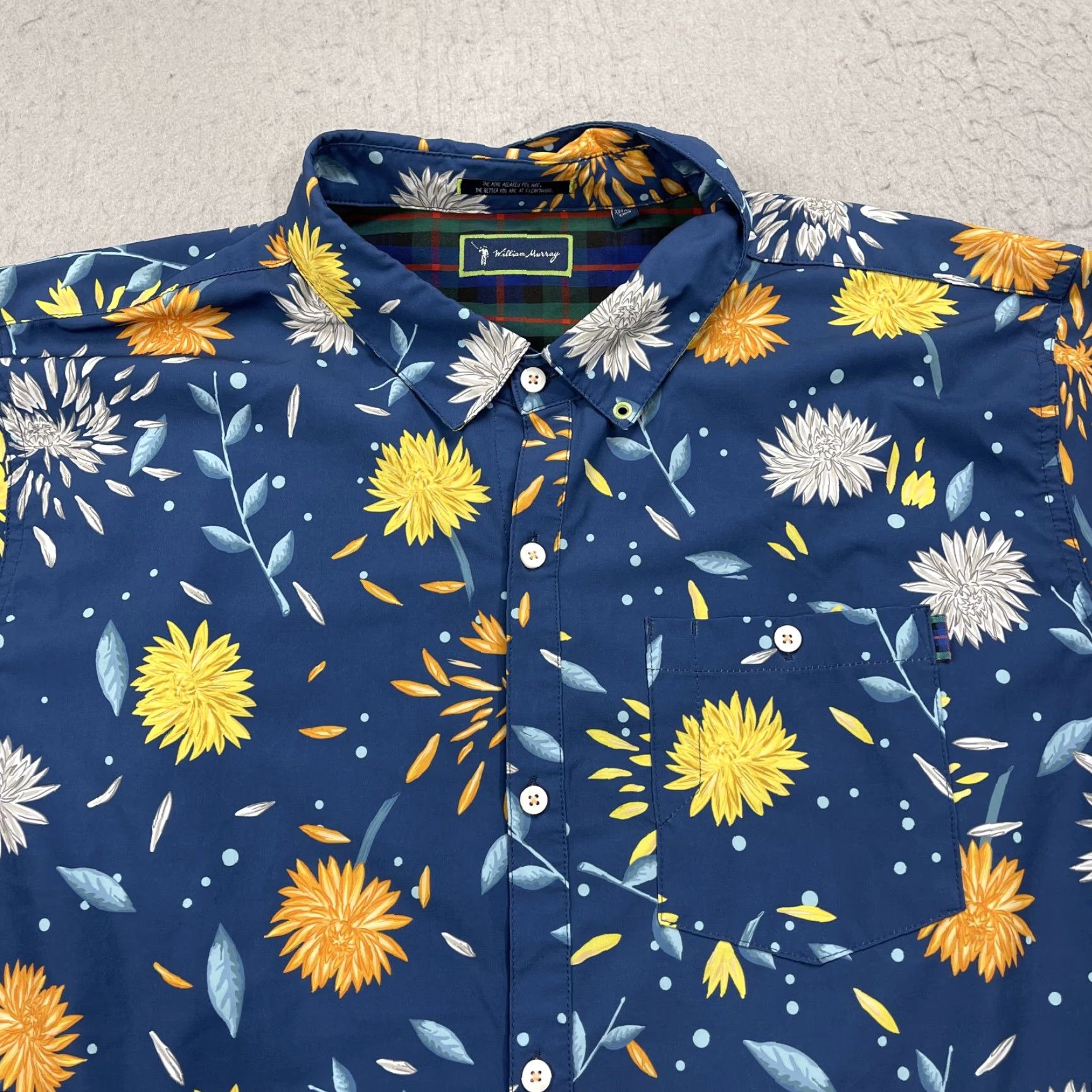 Vintage William Murray Shirt Mens 2XL Blue Floral Camp Collar Stretch Golf Summer Size US XXL / EU 58 / 5 - 2 Thumbnail