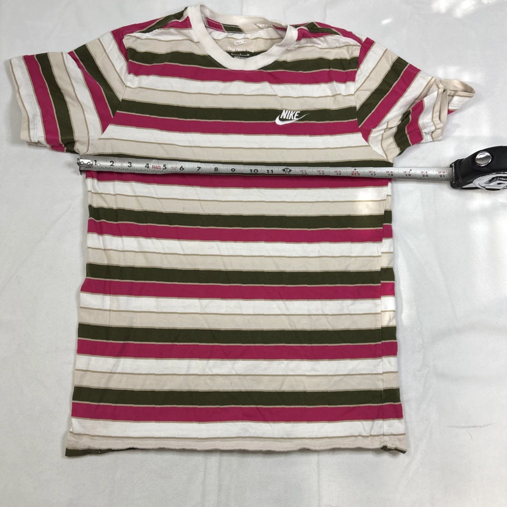 Nike Nike Men's Sportswear Club Striped T-Shirt DN5255-100 Size S Pink Green Shirt Mens Regular Short Sleeve Crew Neck Multicolor Logo Size US S / EU 44-46 / 1 - 4 Thumbnail
