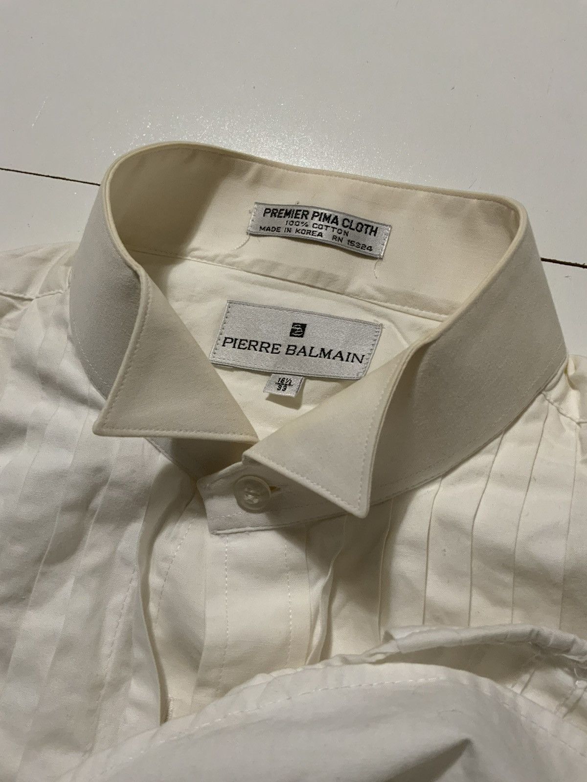 Pierre Balmain × Vintage Pierre Balmain Plisse French Cuff Tuxedo Ruffled Dress Shirt Size US M / EU 48-50 / 2 - 7 Thumbnail