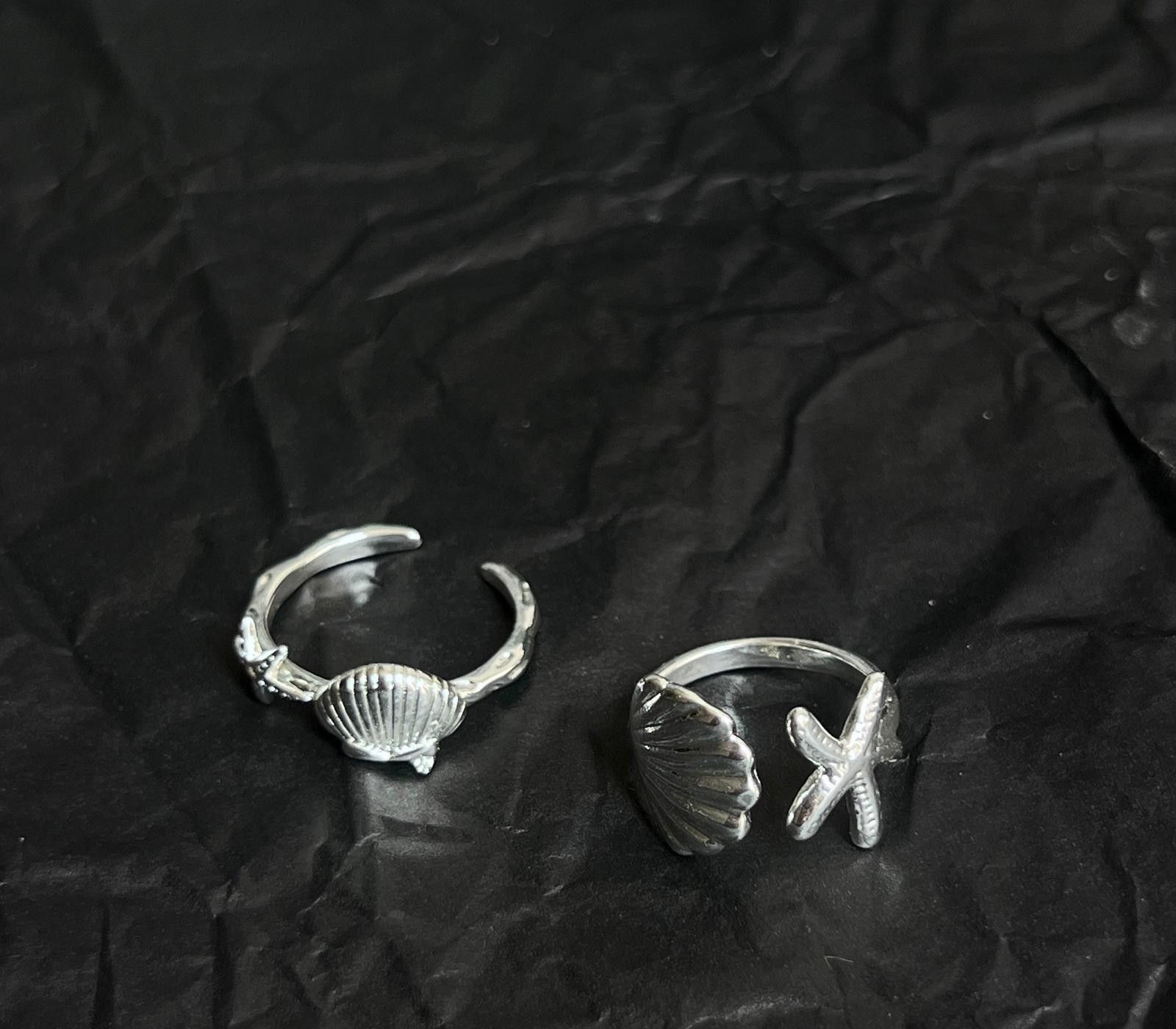 Jewelry Silver Shell and Starfish Open Band Rings, Adjustable Size ONE SIZE - 3 Thumbnail