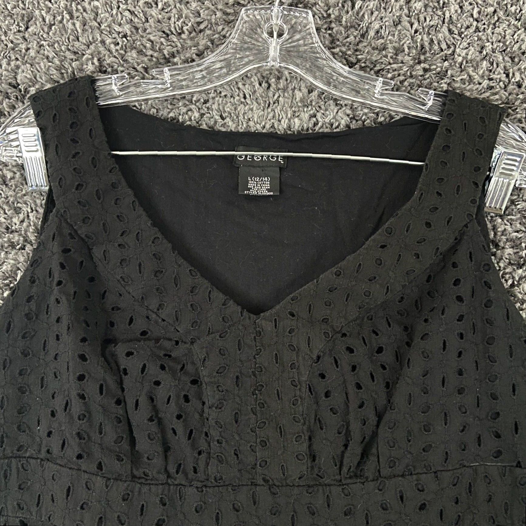 George GEORGE Lace Pleated V-Neck Tank Top Black Women’s L (12-14) Zipper Side Size L / US 10 / IT 46 - 6 Thumbnail