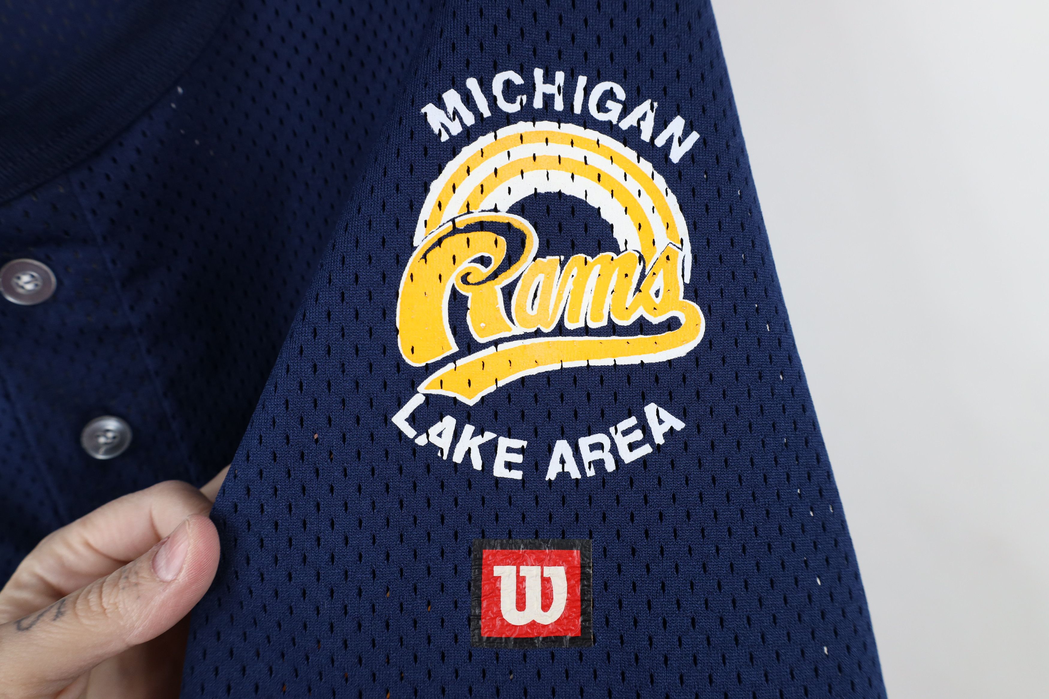 Vintage Vintage 90s Michigan Rams Mesh Henley Baseball Jersey Blue Size US XXL / EU 58 / 5 - 4 Thumbnail