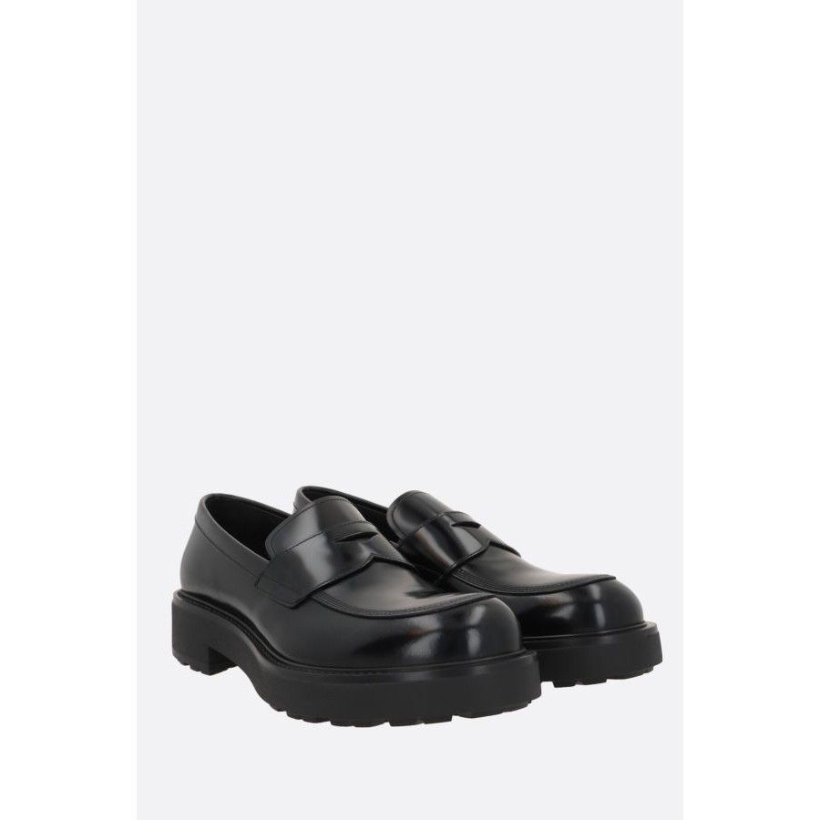 Prada PRADA Brushed Leather Black Loafers New & Authentic (Men's s Size US 6 / EU 39 - 2 Thumbnail
