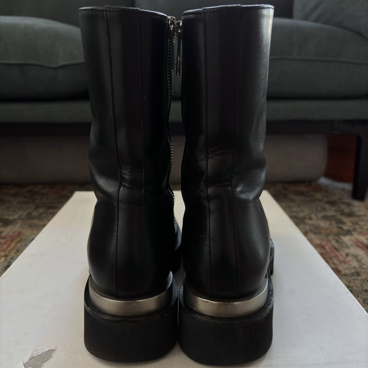 Peter Do Metal Tip Combat Boots side zip Vibram lugged silver moto Size US 6 / IT 36 - 3 Thumbnail