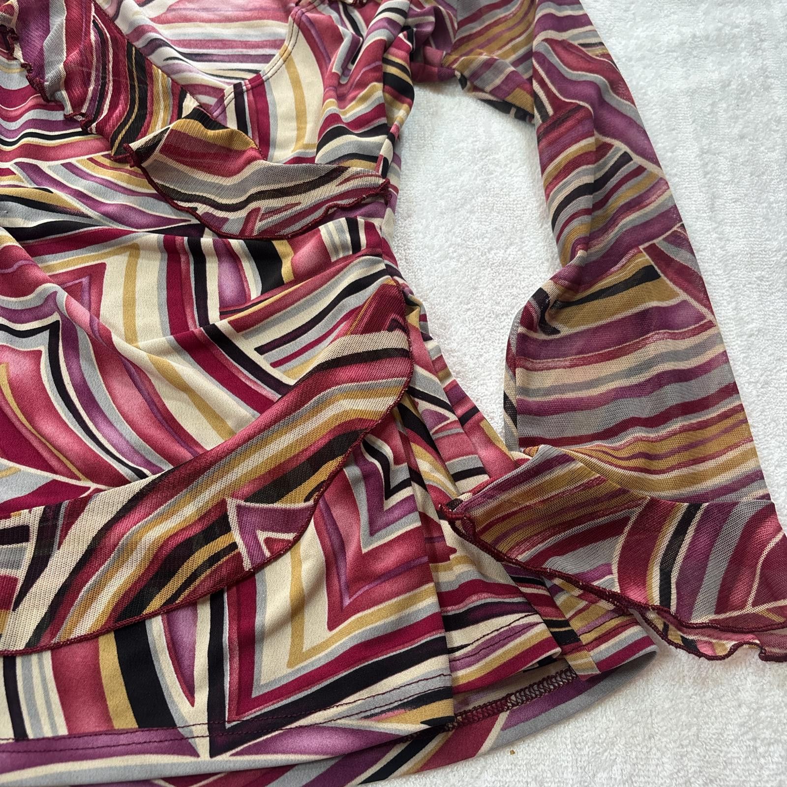 Nicole Club y2k euro fitted ruffle mesh blouse Size S / US 4 / IT 40 - 4 Thumbnail