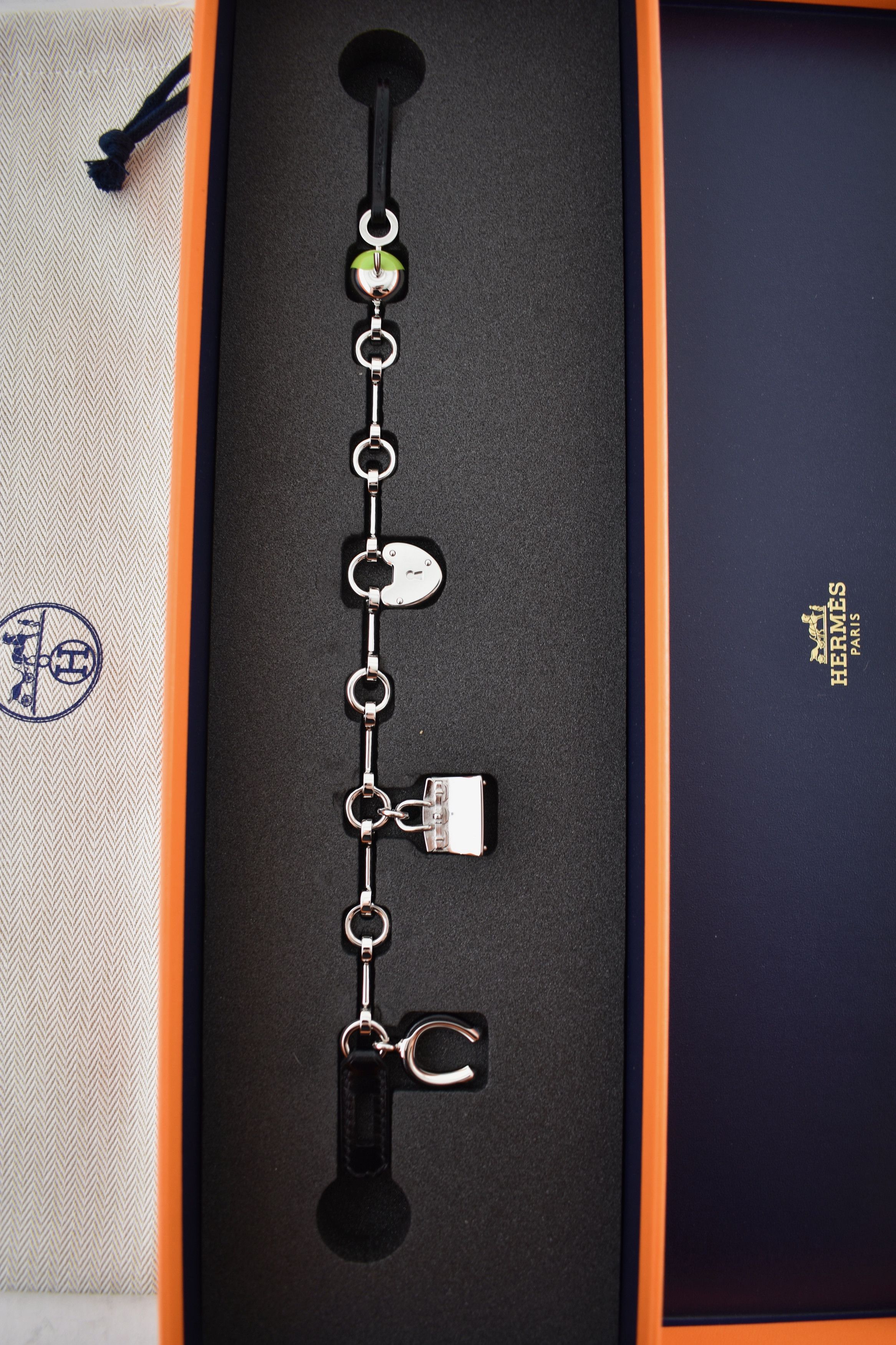 Hermes Hermes Bijou De Sac Charm Green Apple Birkin Kelly Black Bag Size ONE SIZE - 4 Thumbnail