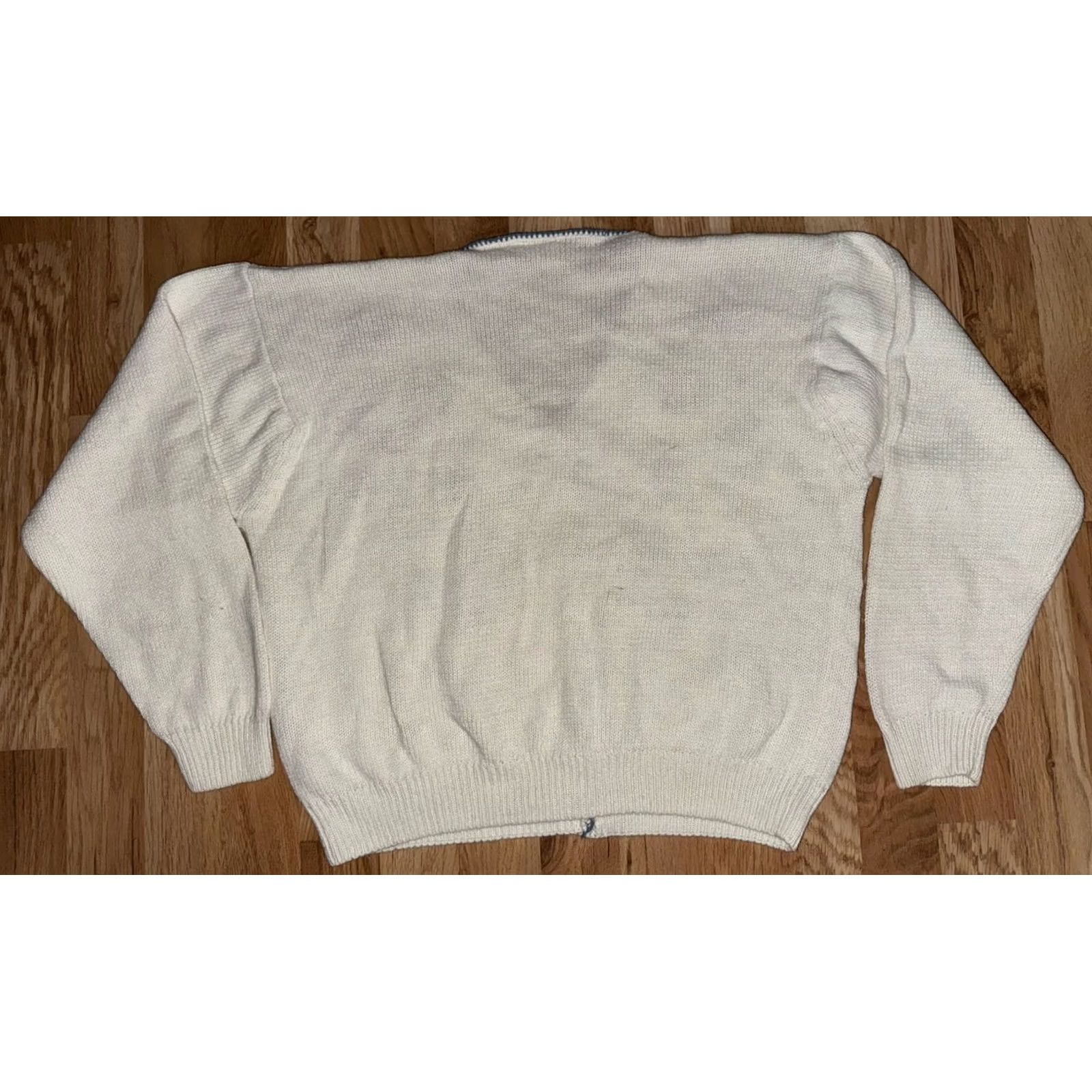 Vintage VINTAGE Huntington Ridge Women’s Cardigan Medium White Embroidered Floral 80s Size M / US 6-8 / IT 42-44 - 3 Thumbnail