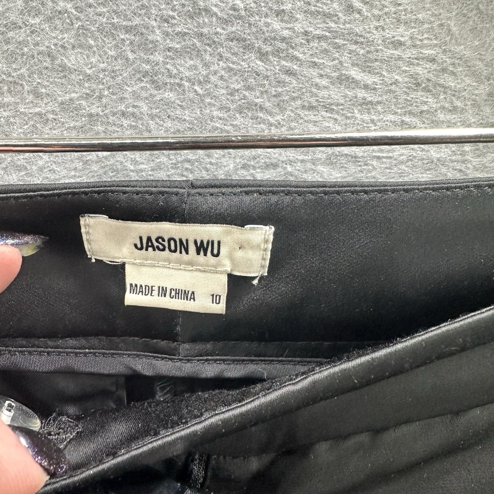 Jason Wu Jason Wu Pants Womens 10 Black Satin Silk Wide-Leg Quiet Luxury Capsule Y2k 90s Jacket? Size 36" / US 14 / IT 50 - 7 Thumbnail