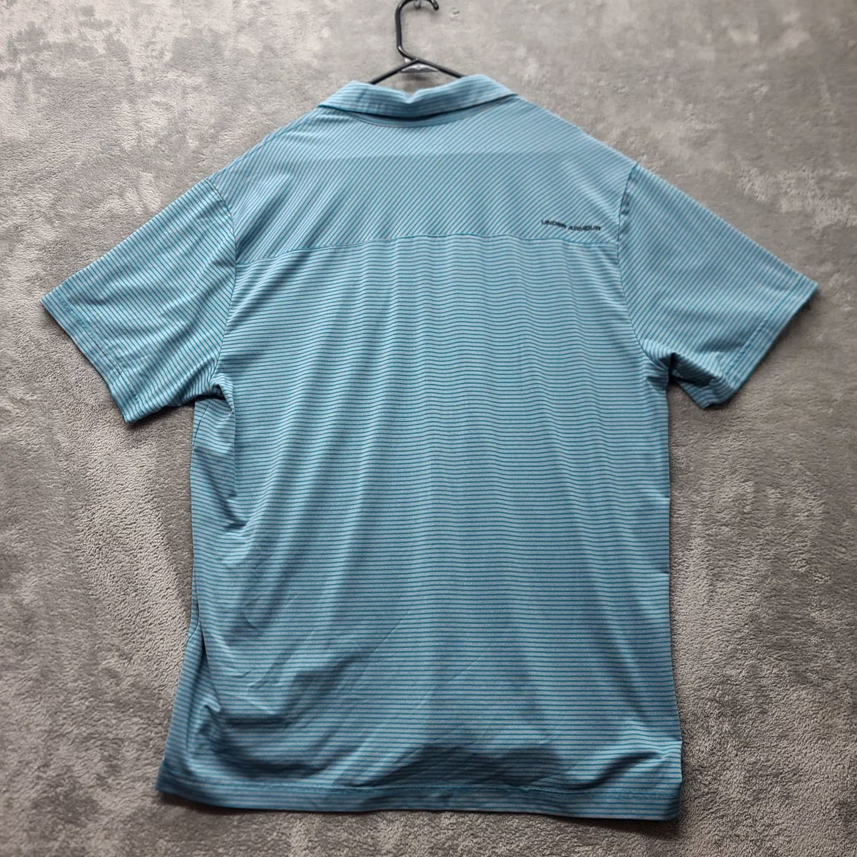 Under Armour Under Armour Polo Shirt Mens 2XL Short Sleeve HeatGear Blue Striped Size US XXL / EU 58 / 5 - 6 Thumbnail