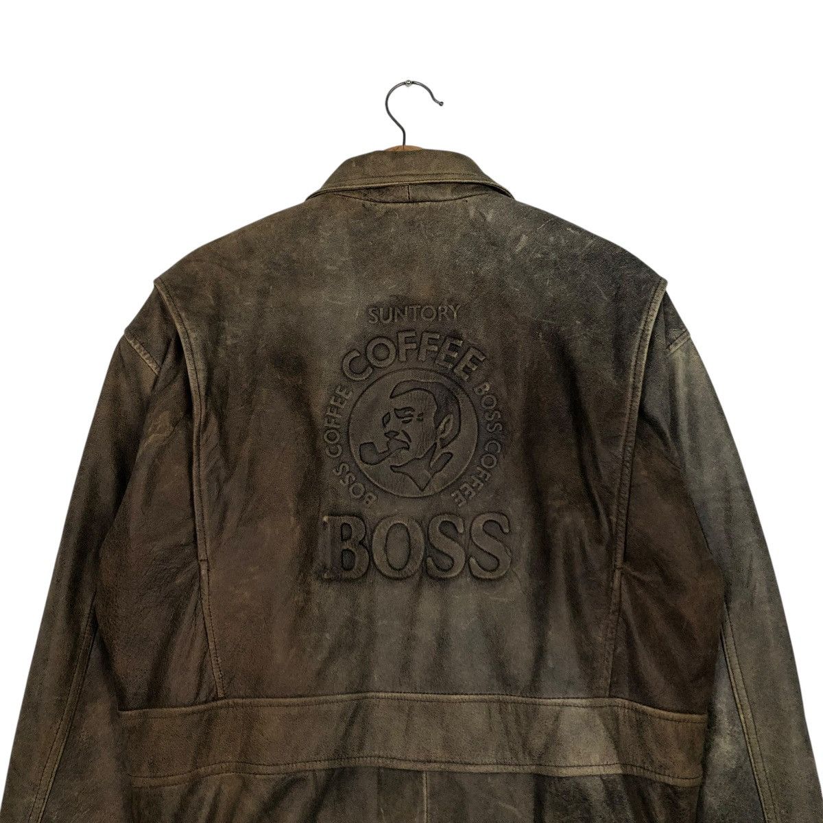 Japanese Brand 🔥VINTAGE GENUINE LEATHER JACKET SUNTORY COFFEE BOSS BIG LOGO Size US L / EU 52-54 / 3 - 11 Thumbnail