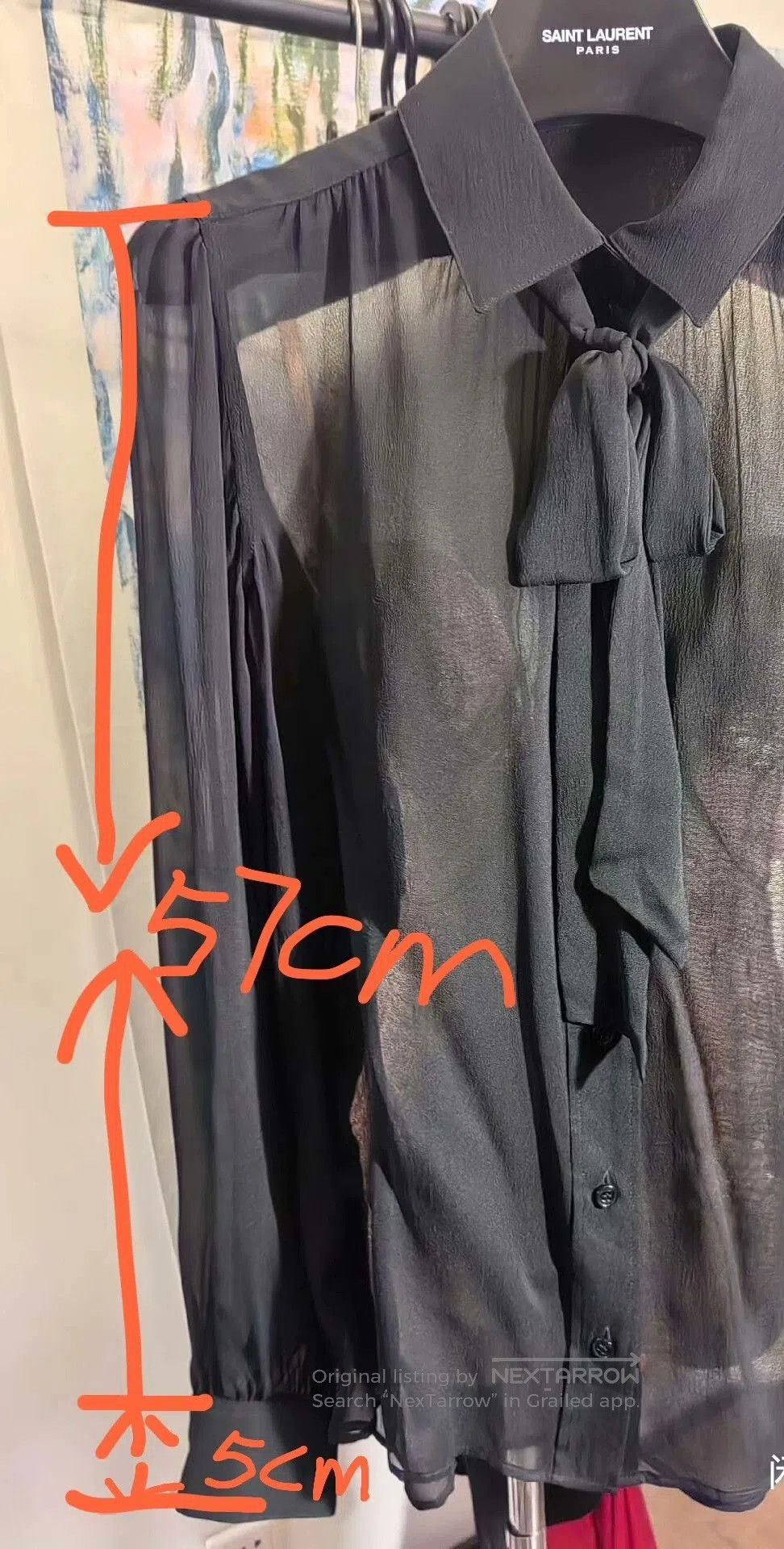 Saint Laurent Paris Saint Laurent Sheer Tie Neck Blouse. Size XS / US 0-2 / IT 36-38 - 8 Thumbnail