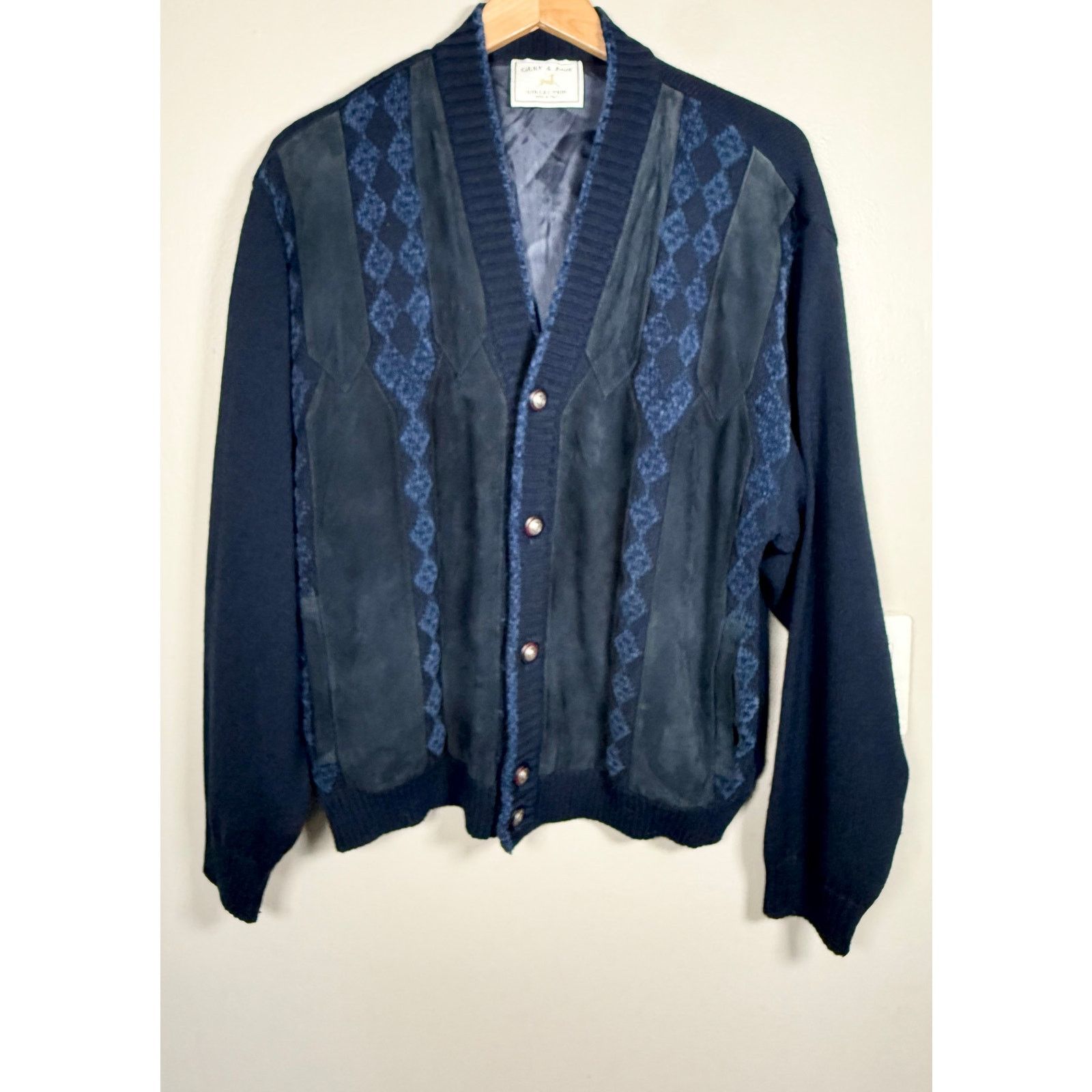 Designer Vintage Giuly & Paul Suede & Merino Cardigan-Italy size 46/M Size US M / EU 48-50 / 2 - 1 Thumbnail