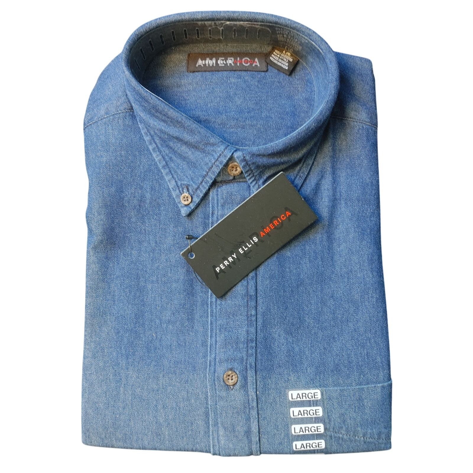 Other Perry Ellis America Men's LG Light Blue Denim Casual Shirt Size US L / EU 52-54 / 3 - 1 Thumbnail