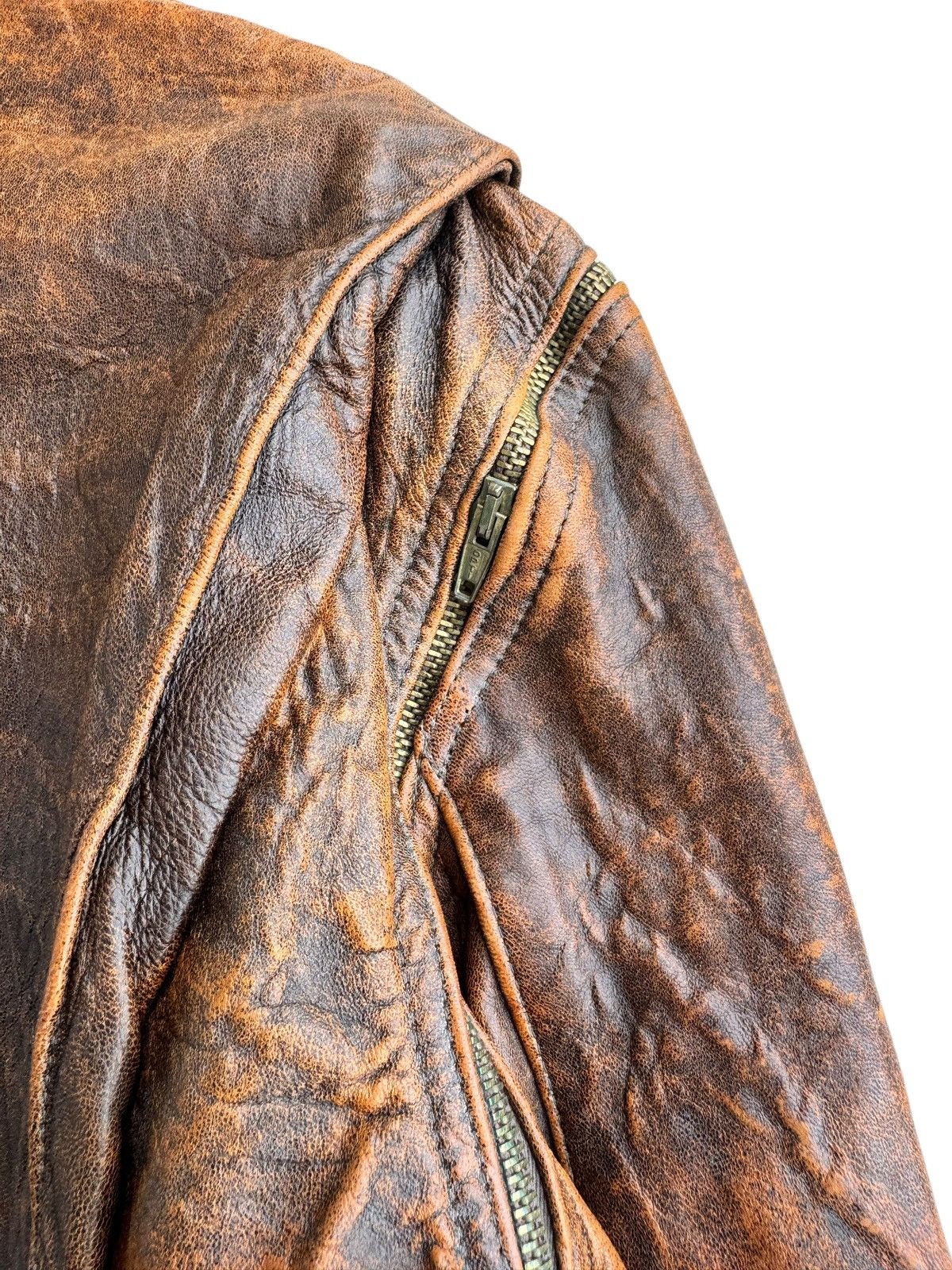 Avirex Vintage Distressed Undbranded Leather Jacket Removable Sleve Size US M / EU 48-50 / 2 - 8 Thumbnail