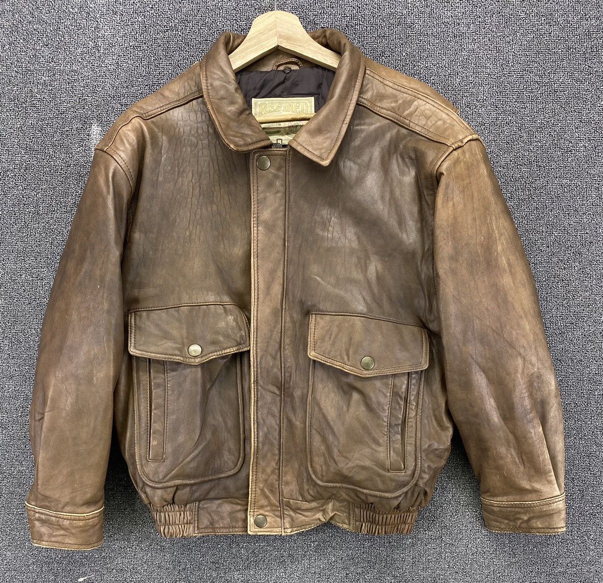 image of Refined Sheep Leather Jacket in Brown, Men's (Size Medium)