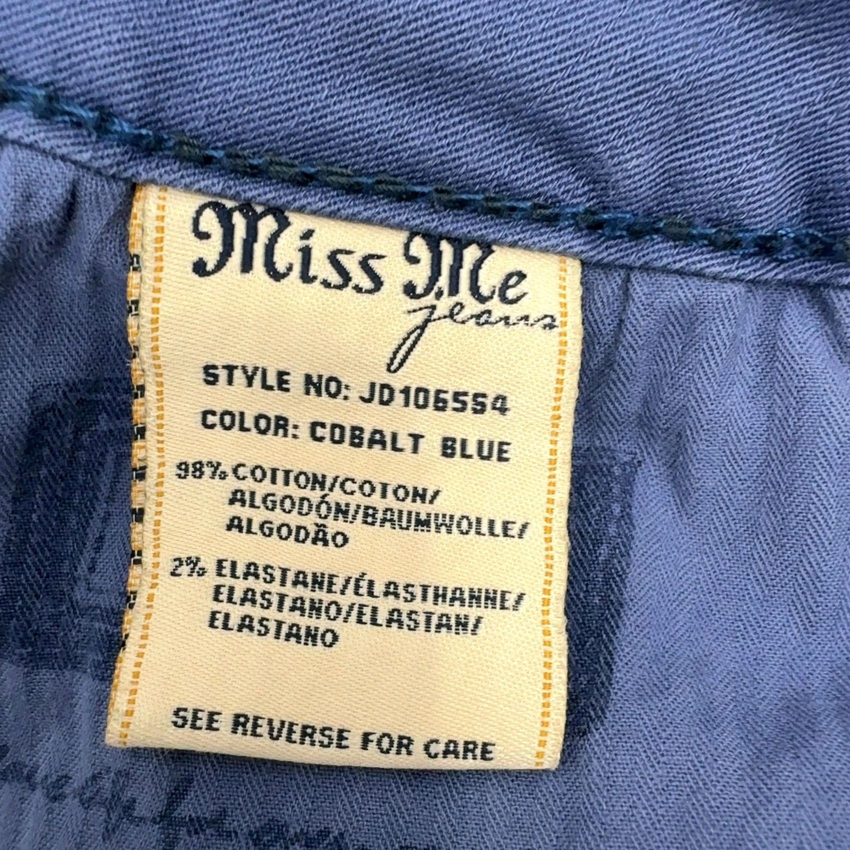 Miss Me Miss Me Jeans Womens 30 Cobalt Blue Embellished Pockets 5-Pocket Design Skinny Jeans Rock Western Womens Size 30" / US 8 / IT 44 - 7 Thumbnail