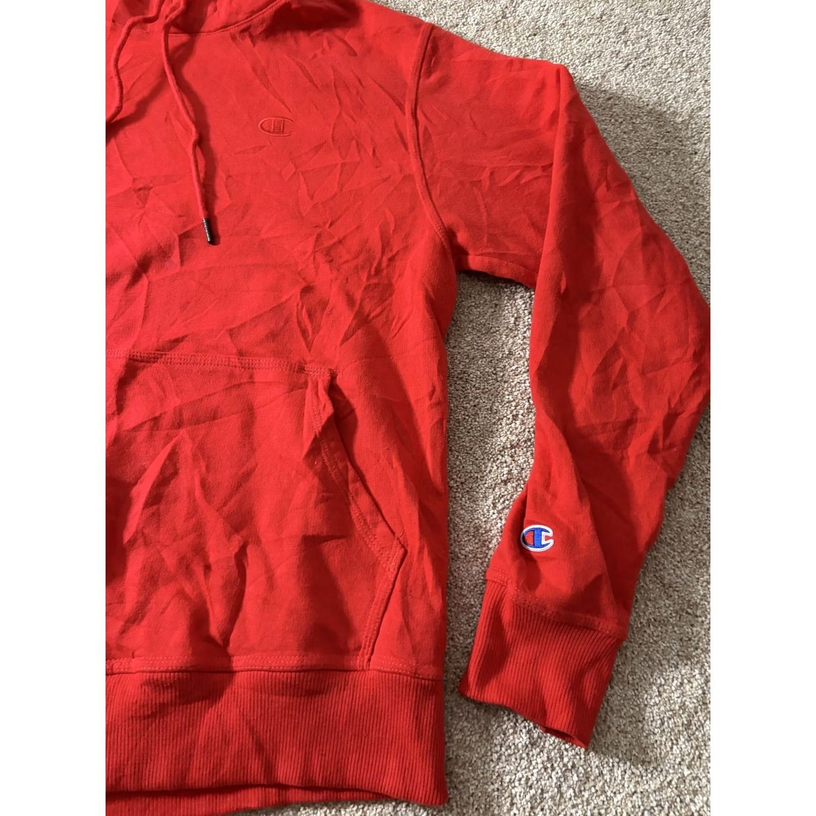 Champion Champion Shirt Mens S Red Hoodie Lightweight Pullover Kangaroo Logo Sweatshirt Size US S / EU 44-46 / 1 - 3 Thumbnail