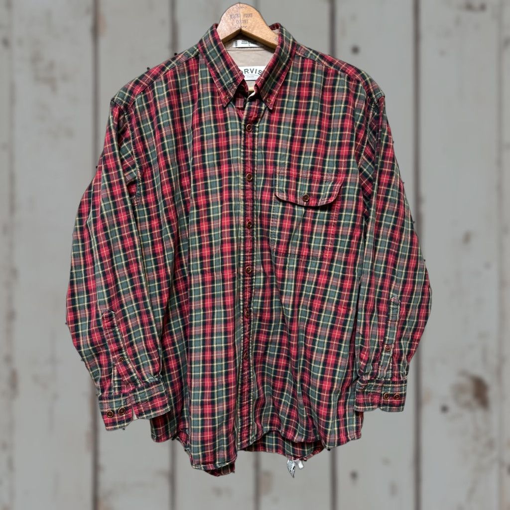 Orvis VINTAGE Orvis Shirt Orvis Men’s Large Red Green Plaid Long Sleeve Button Down Cotton Shirt Size US L / EU 52-54 / 3 - 1 Thumbnail