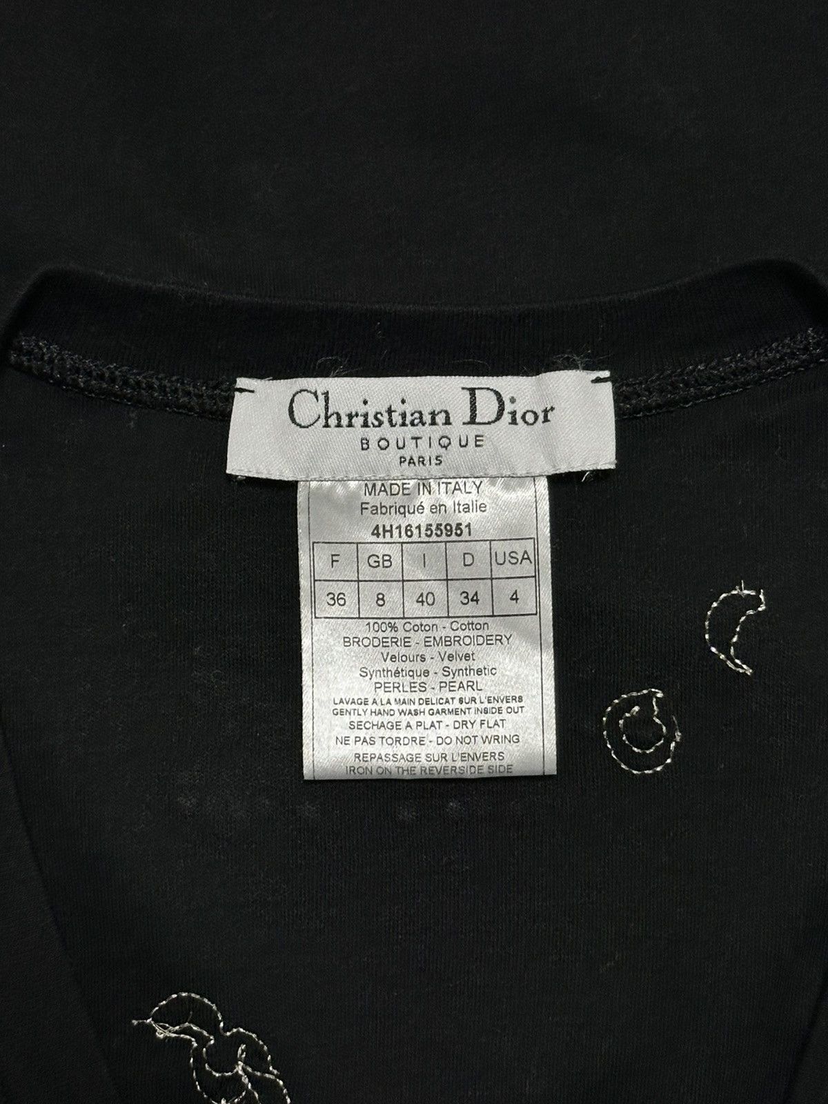 Dior CHRISTIAN DIOR F/W 2004 Embellished Necklace V-neck T-Shirt Size XS / US 0-2 / IT 36-38 - 5 Thumbnail