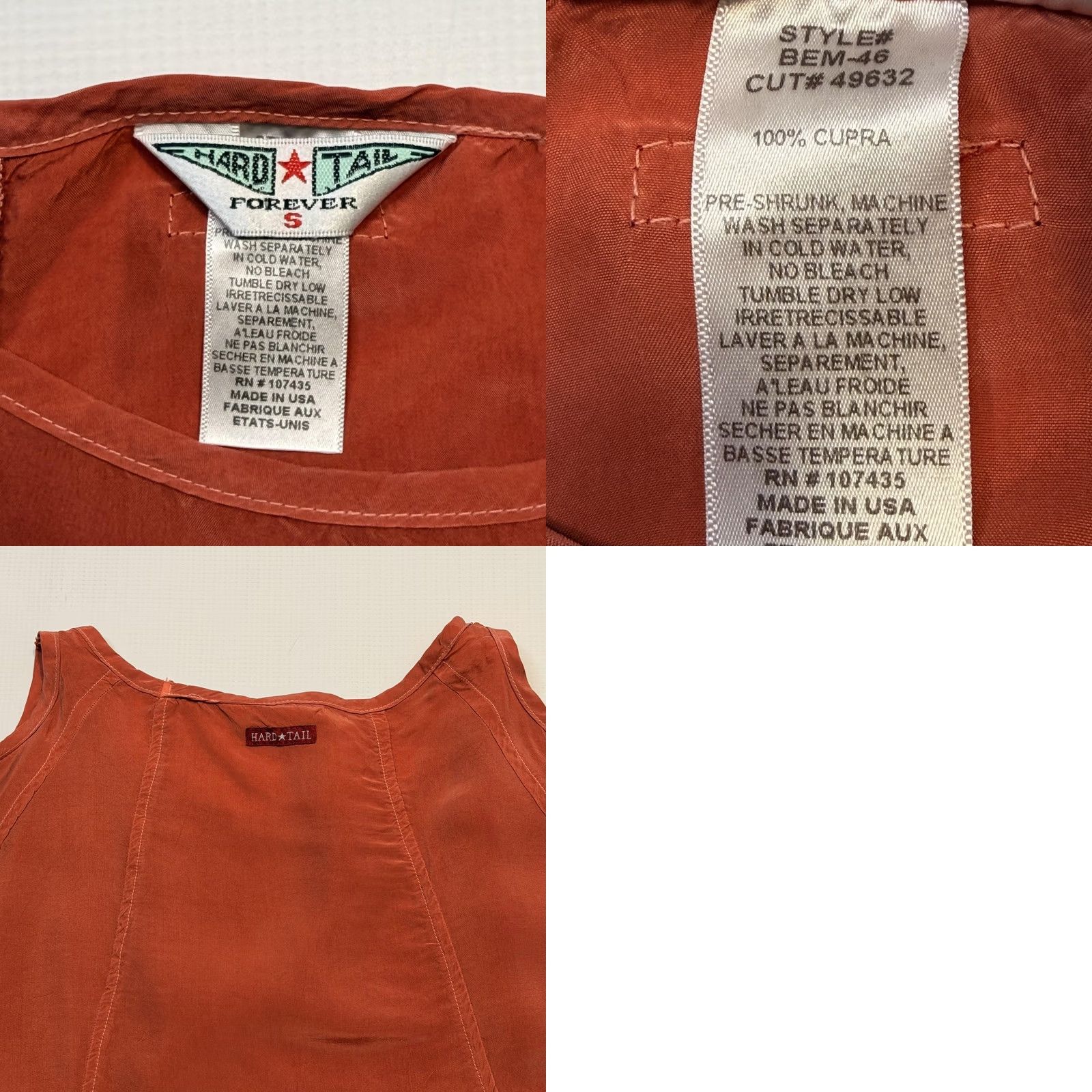 Hard Tail Hard Tail Womens Shirt Small Rust Orange Cold Shoulder Long Sleeve Blouse Tourniquet Size S / US 4 / IT 40 - 8 Thumbnail
