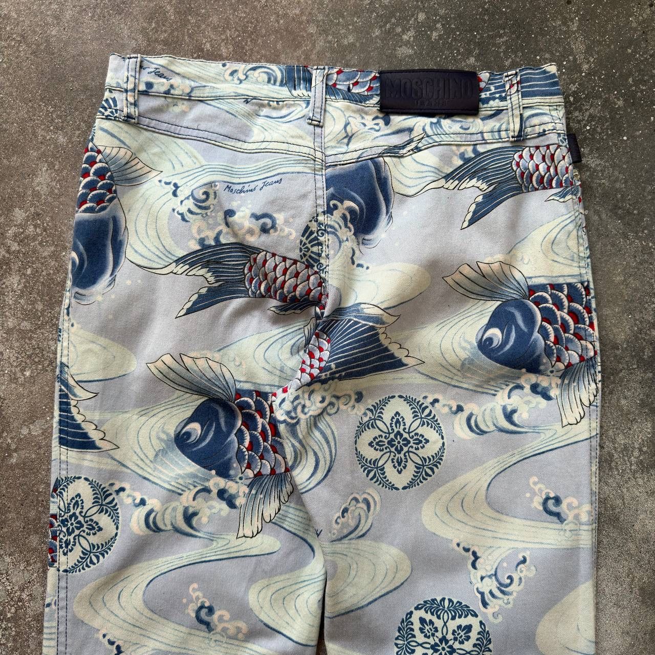 Moschino Moschino Retro Y2K Japanese Koi Fish Oriental Flared Pants Size 29" - 7 Thumbnail