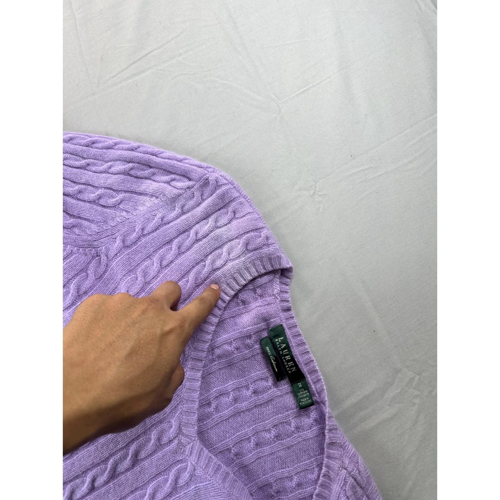 Ralph Lauren Lauren Ralph Lauren Sweater Womens 2X Purple Cashmere Cable-Knit V-Neck Pullover Pullover Size XXL / US 16-18 / IT 52-54 - 6 Thumbnail