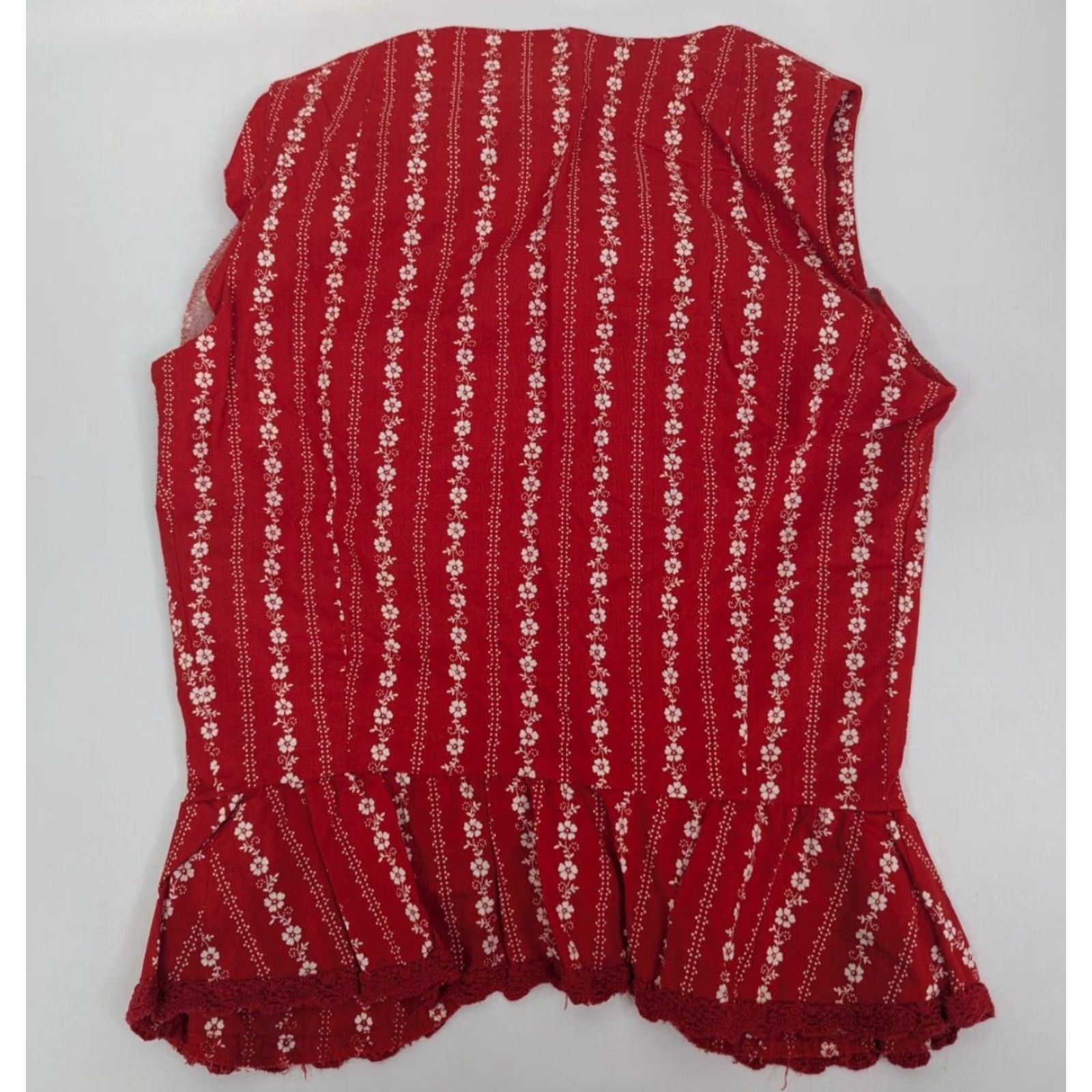 Vintage VINTAGE Lucie Linden Red Floral Vest Skirt Set 3pc 40 48 Size S / US 4 / IT 40 - 4 Thumbnail