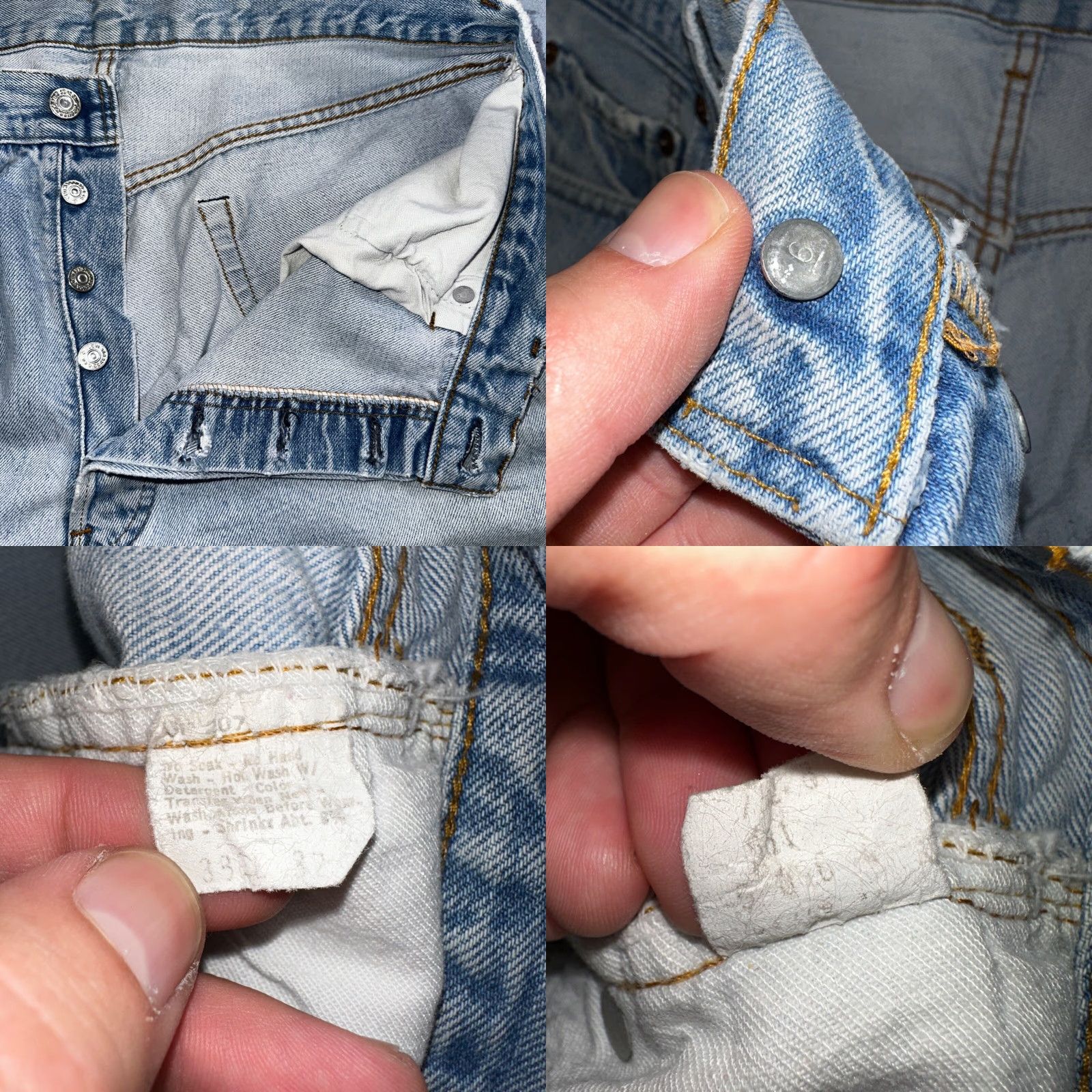 Levi's VINTAGE Levi's 501 XX Jeans 80s Redline Selvedge USA Light Wash 38x32 34x27 Mens Straight Denim Blue Cotton Button Closure Distressed Pattern Solid Size US 38 / EU 54 - 8 Thumbnail
