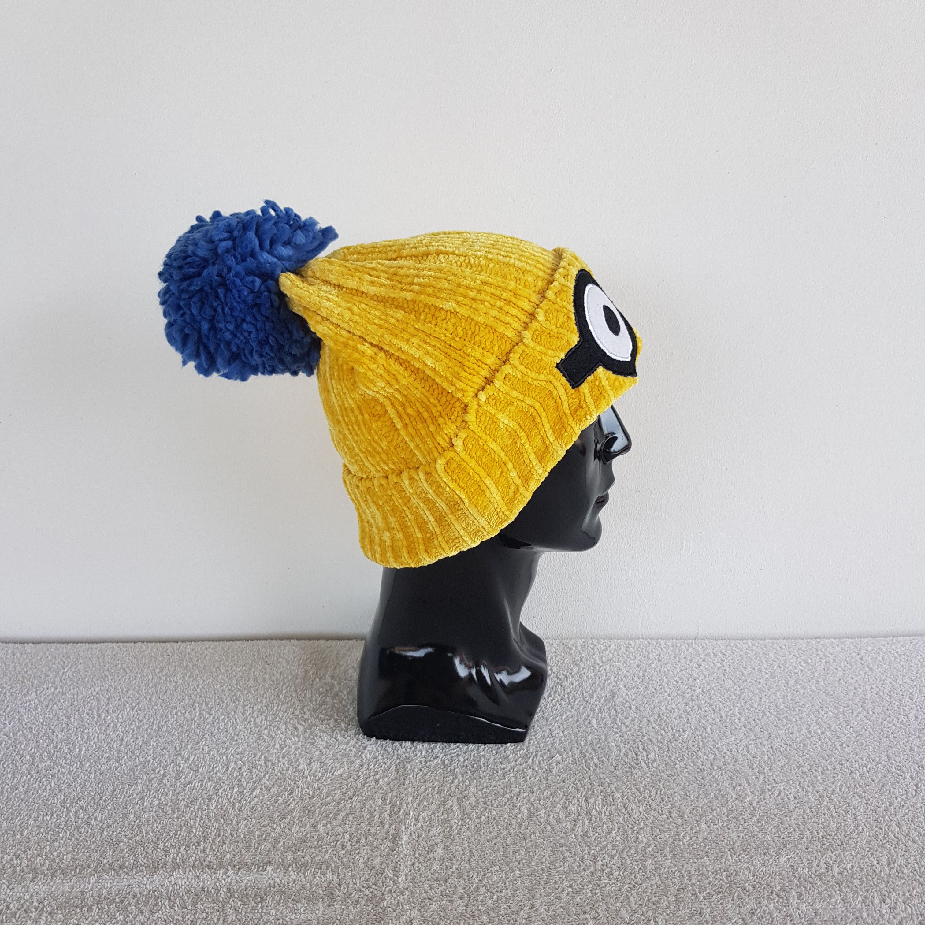 Other Vintage Minion Beanie Eye Pom Pom Ribbed Knit Snow Caps Hats Size ONE SIZE - 3 Thumbnail
