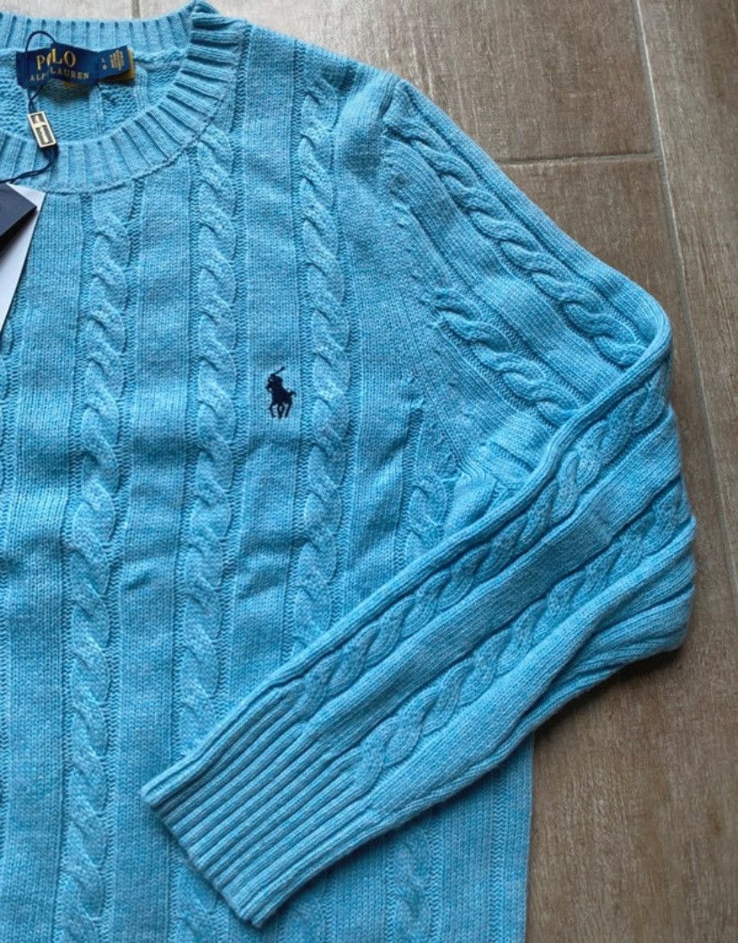 Polo Ralph Lauren Ralph Lauren Sweater mit Zopfmuster in Hellblau | Größe L Size US L / EU 52-54 / 3 - 3 Thumbnail
