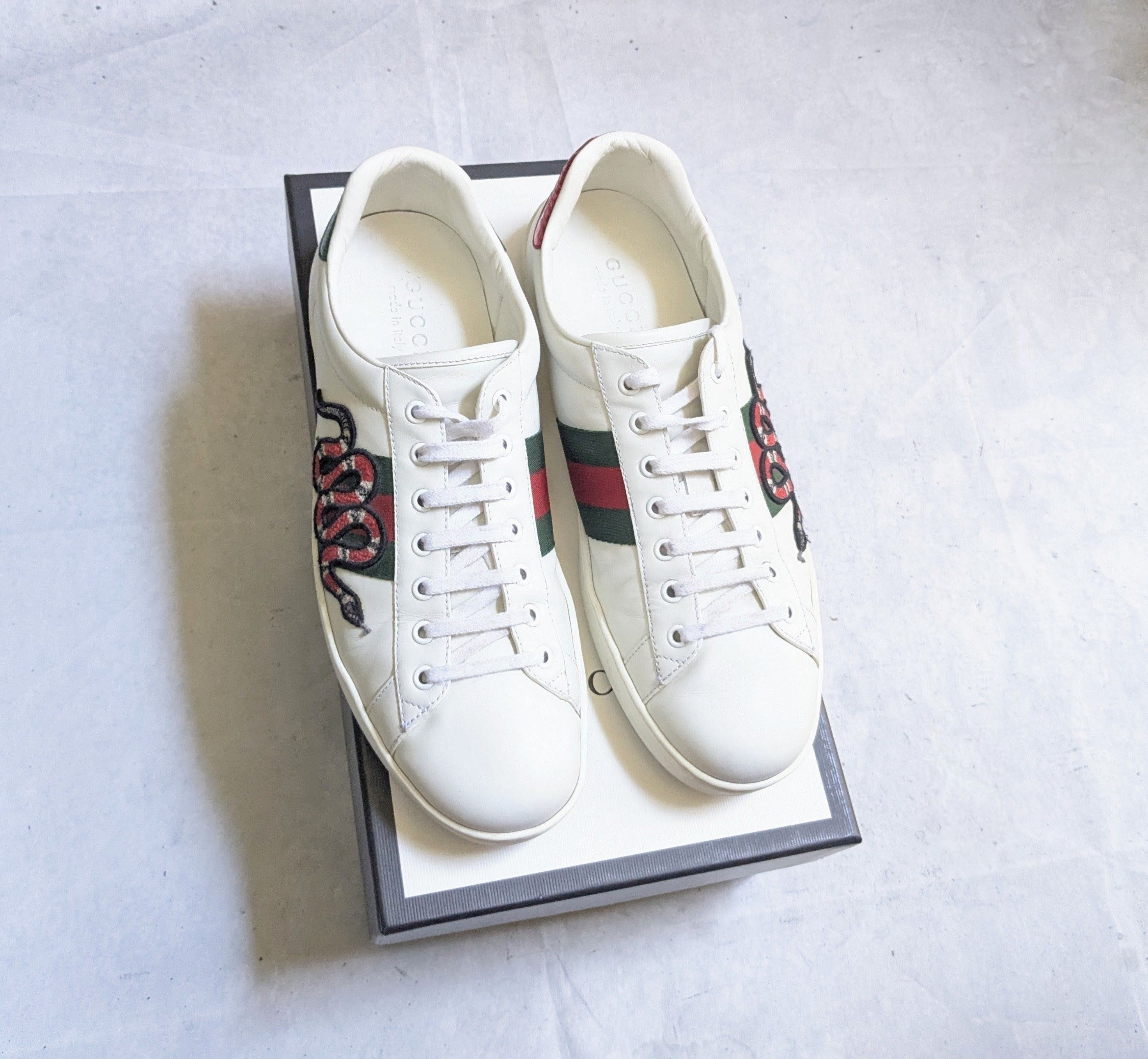 Gucci Gucci Ace Sneakers 10.5 White Leather Low 429446 Size US 10.5 / EU 43-44 - 1 Thumbnail